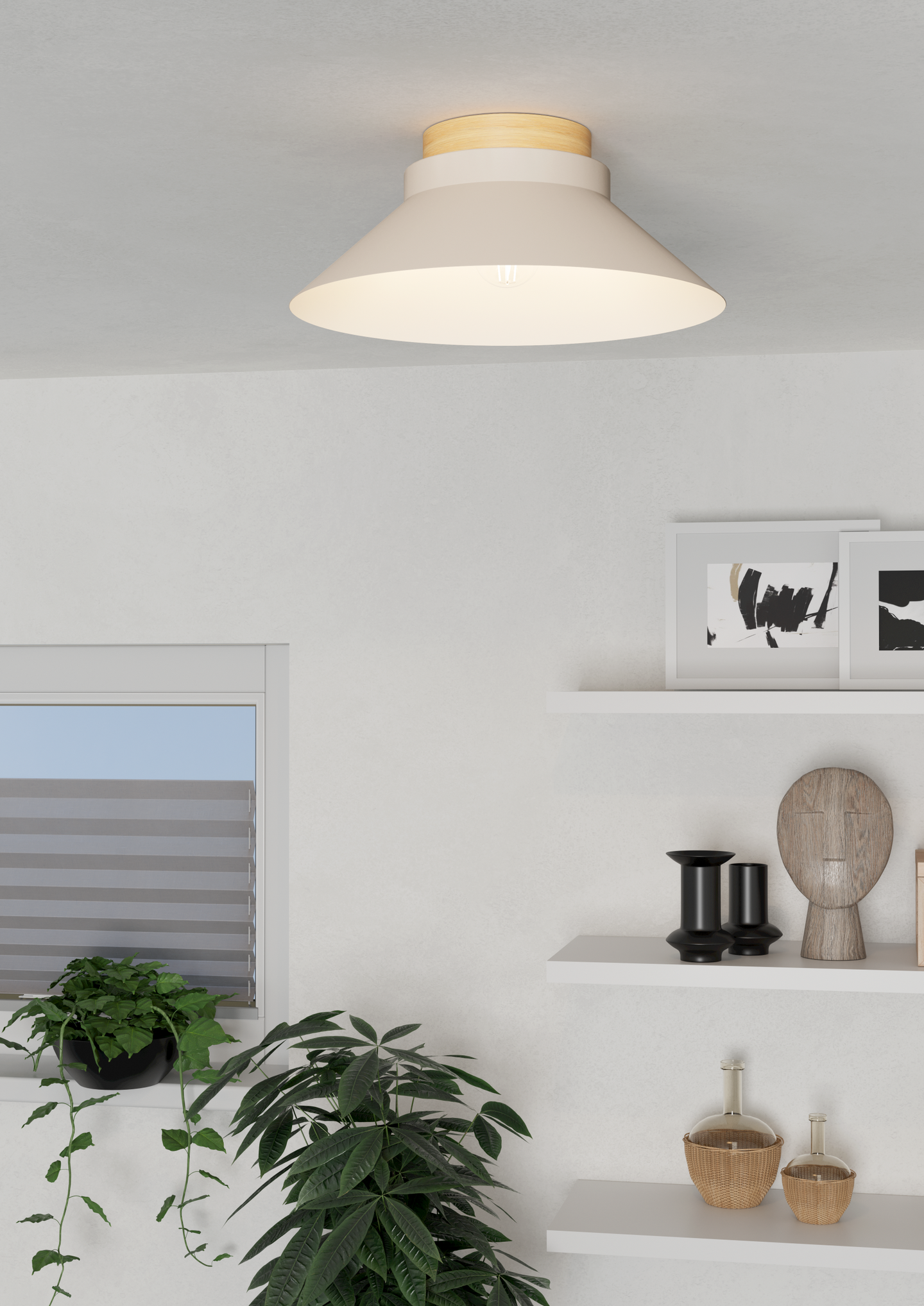 Kattovalaisin EGLO Moharras E27 40W hiekka/puu