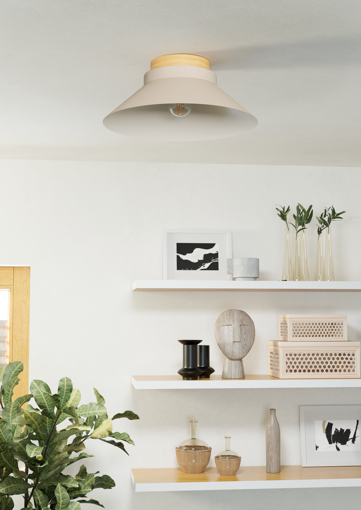 Kattovalaisin EGLO Moharras E27 40W hiekka/puu