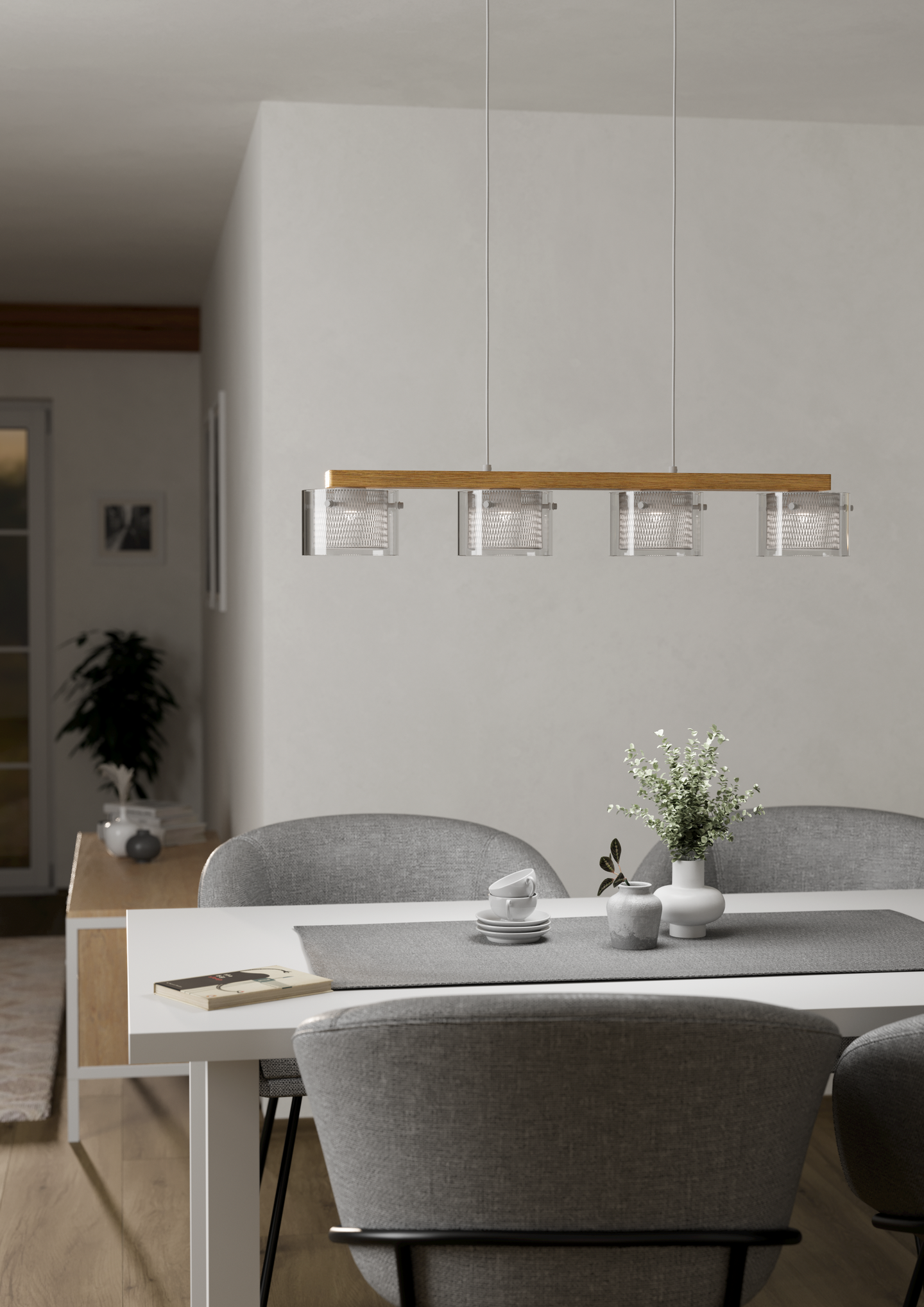 Riippuvalaisin Portico-z connect.z 4-osainen 4x3,7W led valkoinen/puu