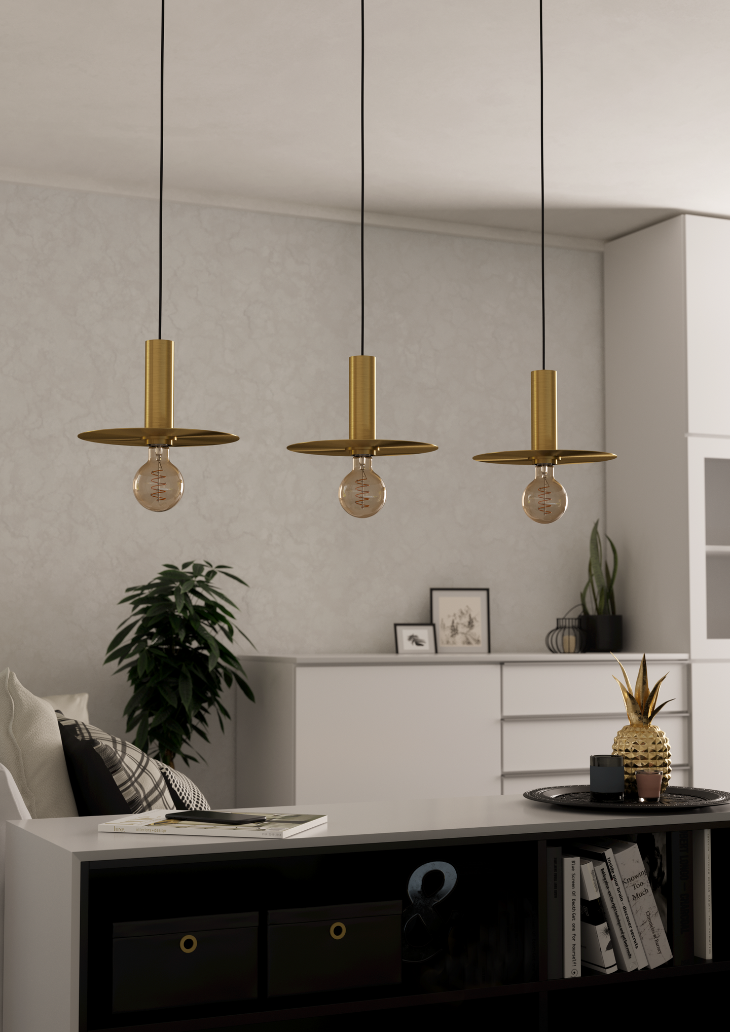 Riippuvalaisin EGLO Escandell 3-os 3xE27 40W messinki/musta