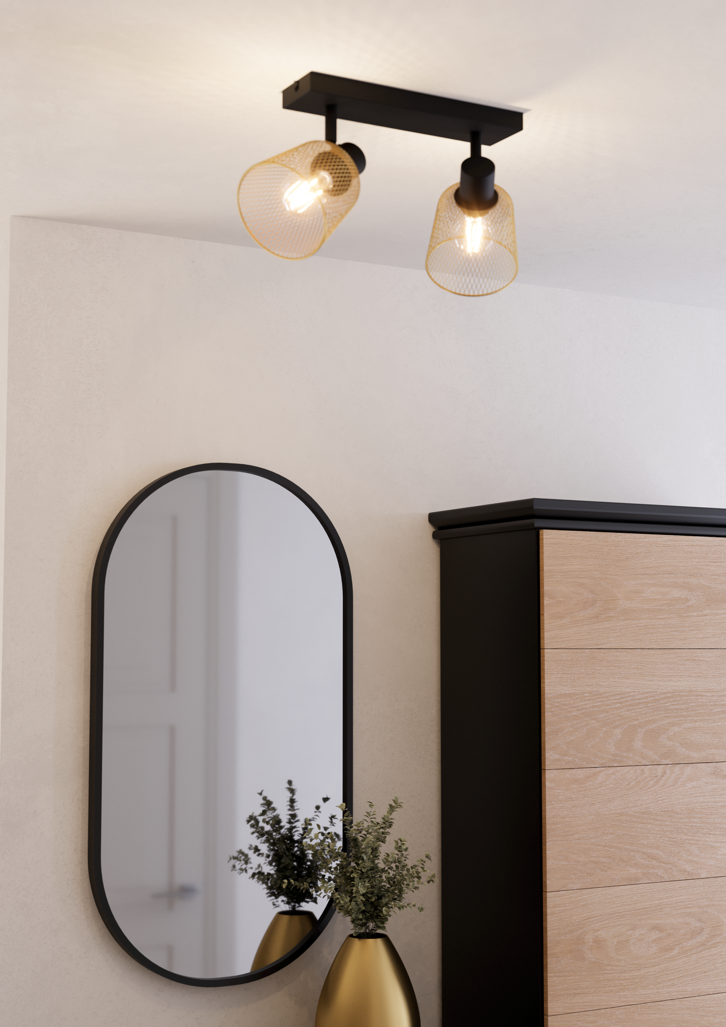 Kattovalaisin EGLO Coslada 2-os 2xE27 40W messinki/musta