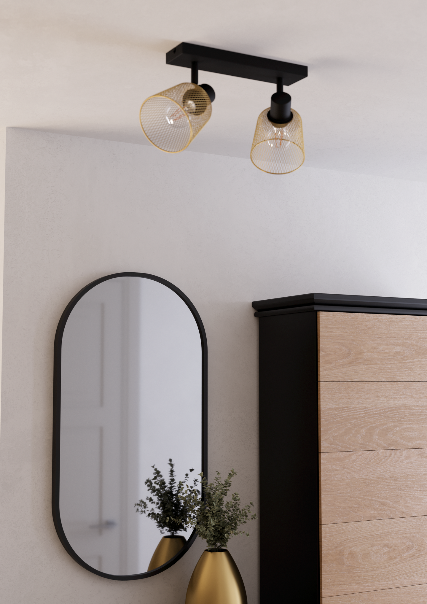 Kattovalaisin EGLO Coslada 2-os 2xE27 40W messinki/musta