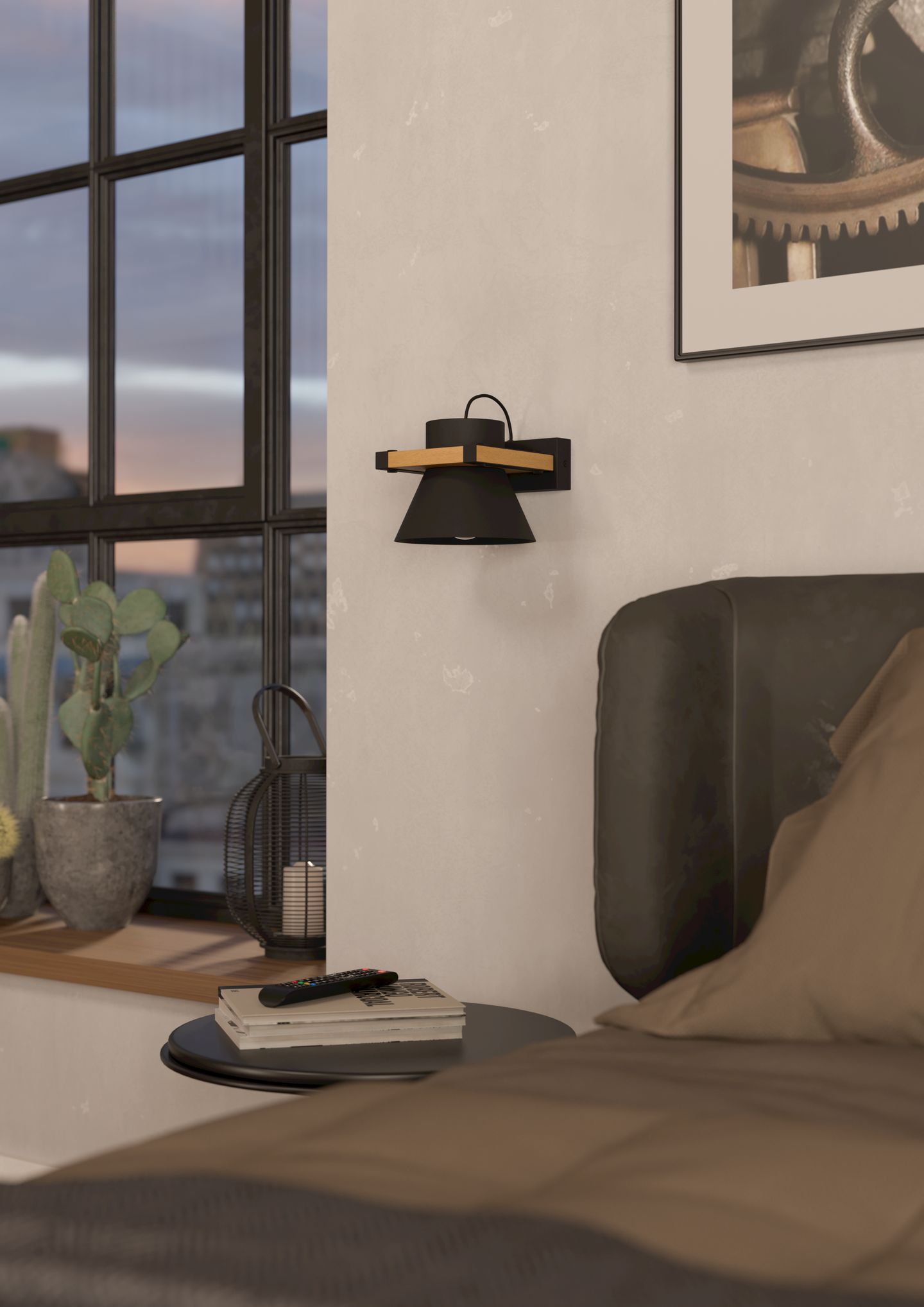 Seinävalaisin EGLO Maccles E27 15W puu/musta