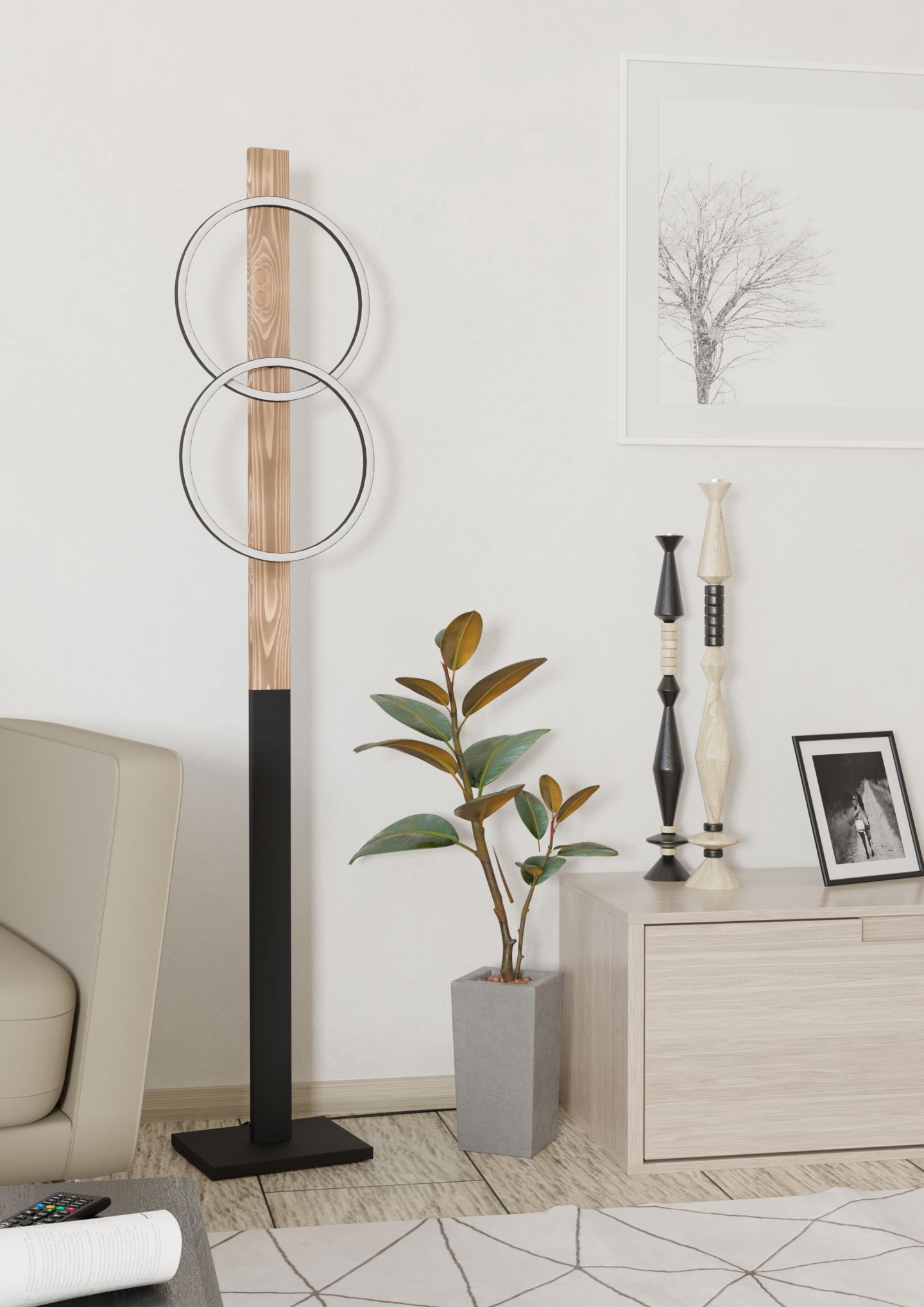 Lattiavalaisin EGLO Boyal 2x12W led musta/puu