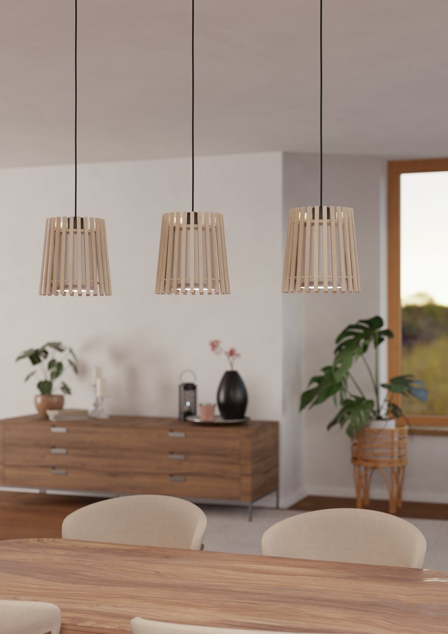 Riippuvalaisin EGLO Fattoria 3-osainen 3xE27 25W musta/ruskea/valkoinen