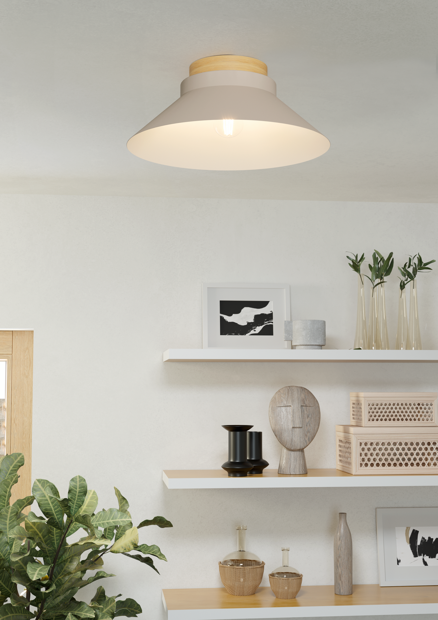 Kattovalaisin EGLO Moharras E27 40W hiekka/puu