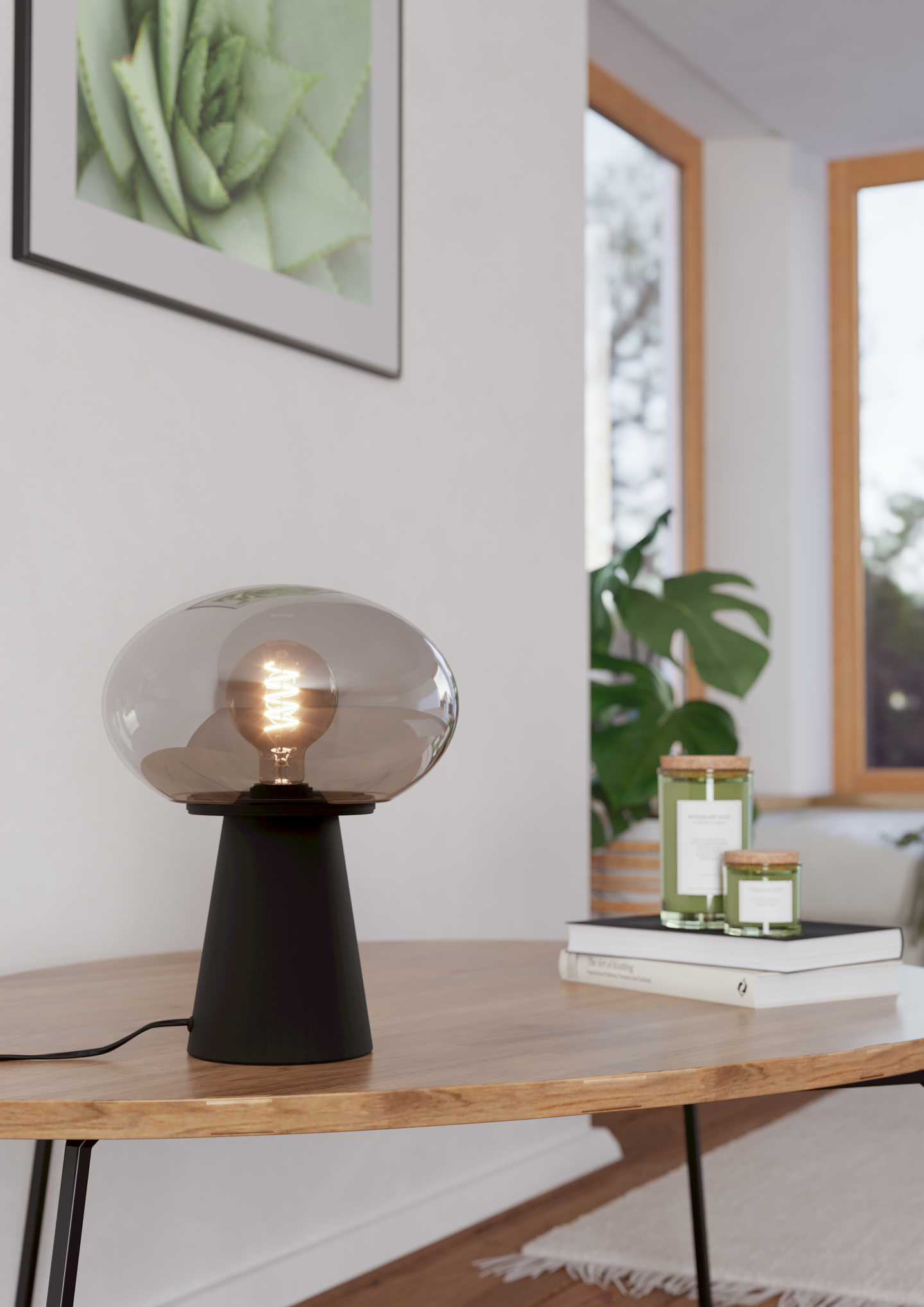 Pöytävalaisin EGLO Madonnina 32,5cm E27 40W musta/harmaa