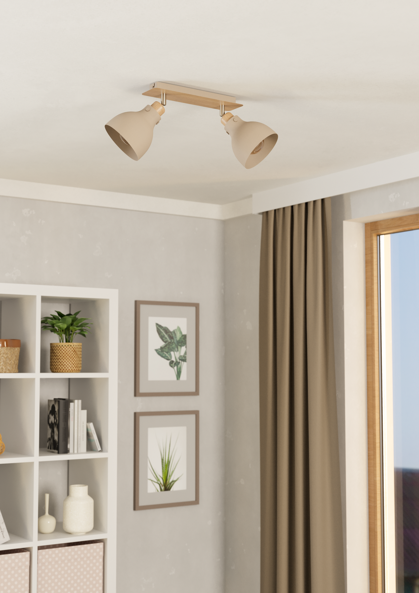 Kattovalaisin EGLO Arrecife 2-os 2xE27 28W hiekka/puu