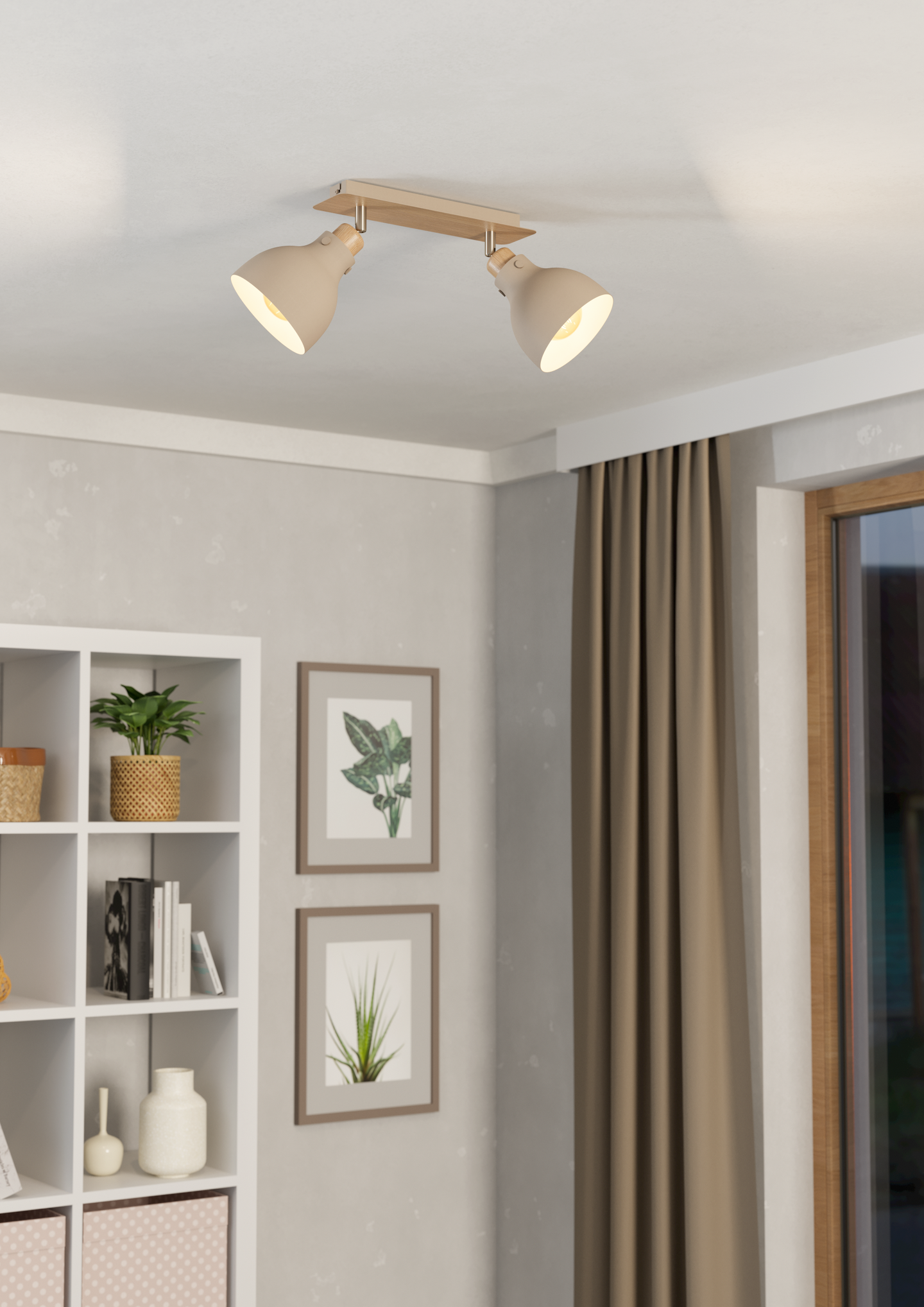 Kattovalaisin EGLO Arrecife 2-os 2xE27 28W hiekka/puu