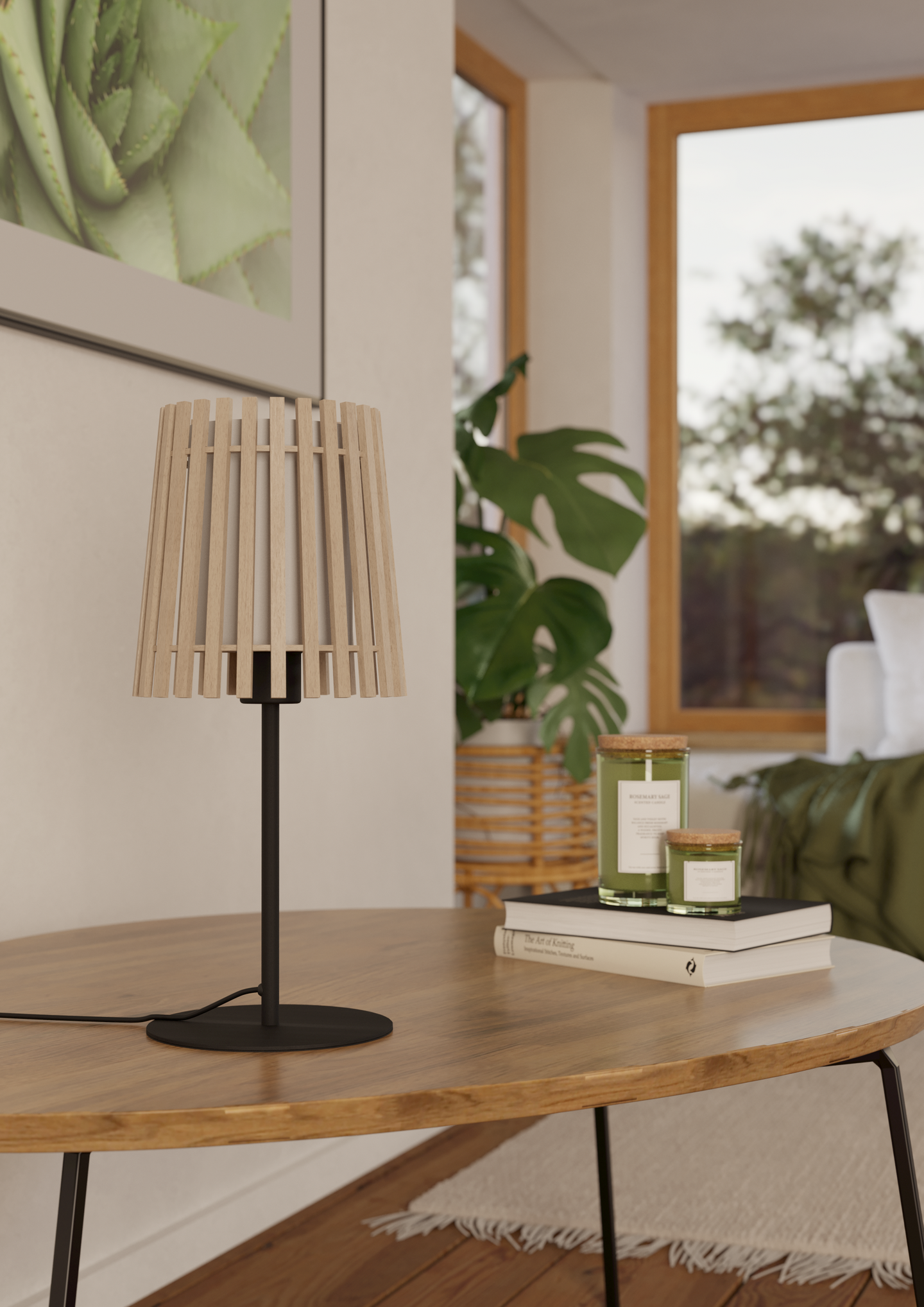 Pöytävalaisin EGLO Fattoria E27 25W musta/ruskea/valkoinen