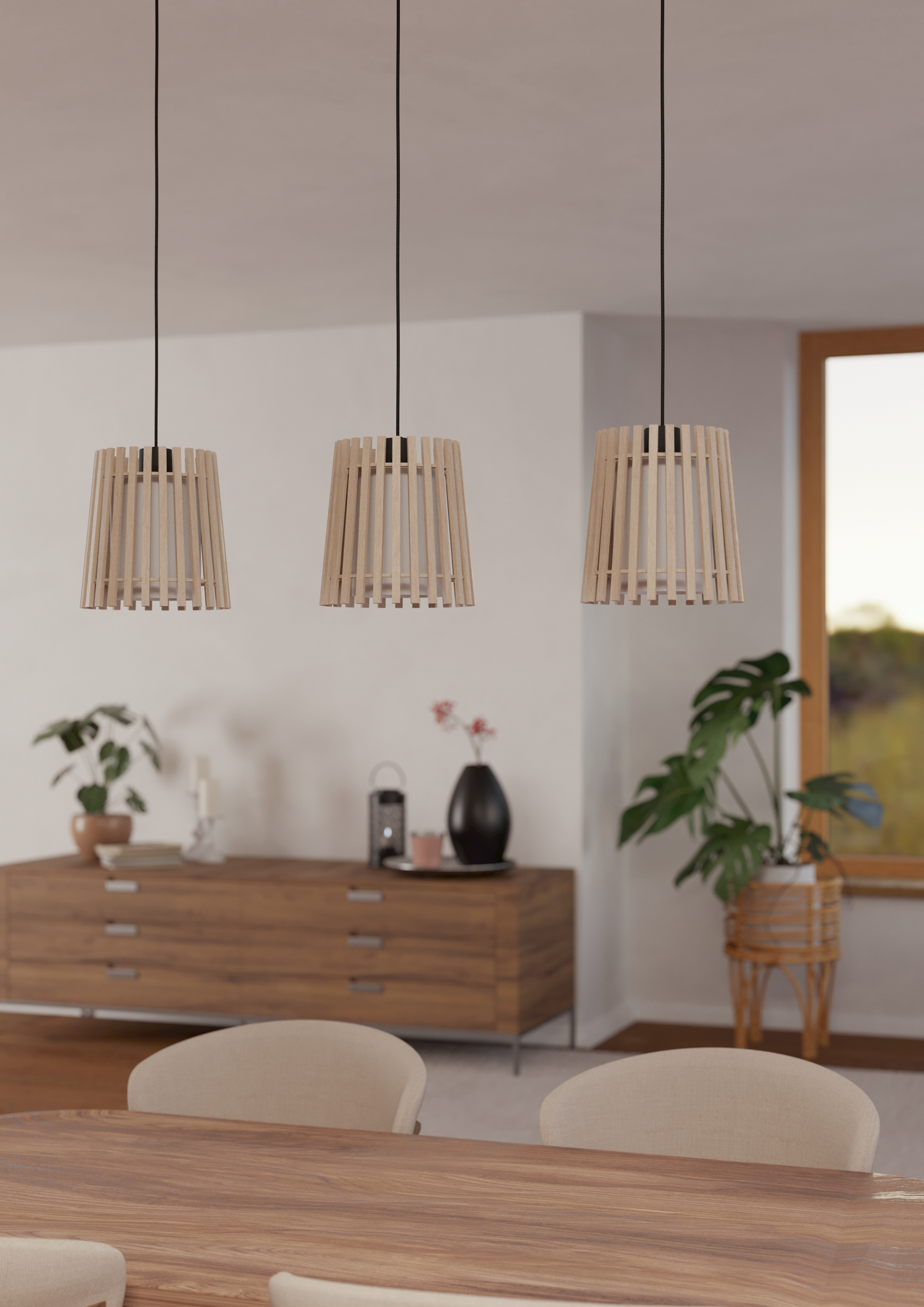 Riippuvalaisin EGLO Fattoria 3-osainen 3xE27 25W musta/ruskea/valkoinen