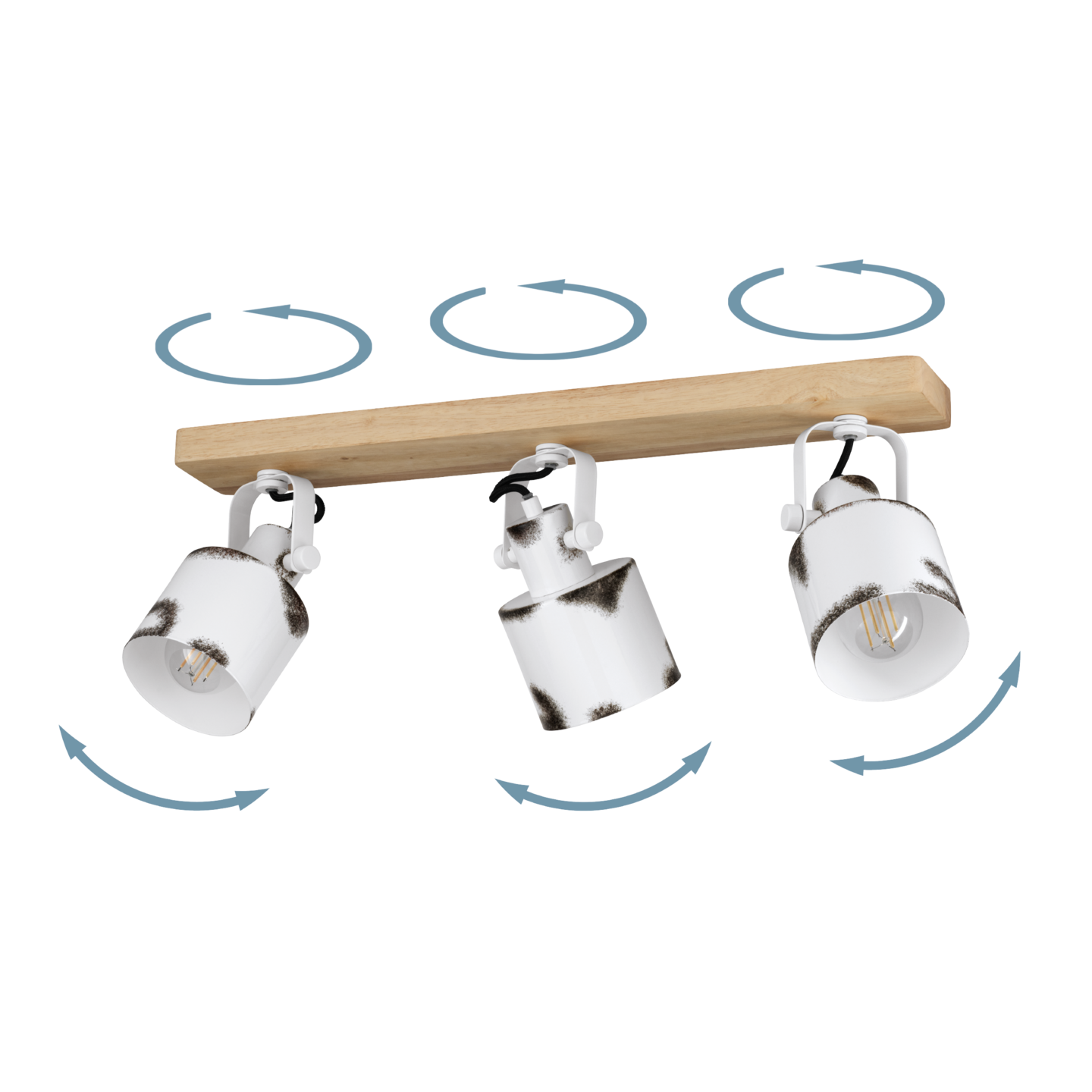 Kattovalaisin EGLO Kilburn 3-os 3xE27 40W puu/valkoinen/teräs