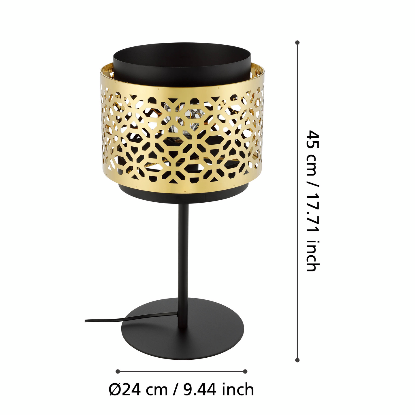 Pöytävalaisin EGLO Sandbach E27 40W messinki/musta