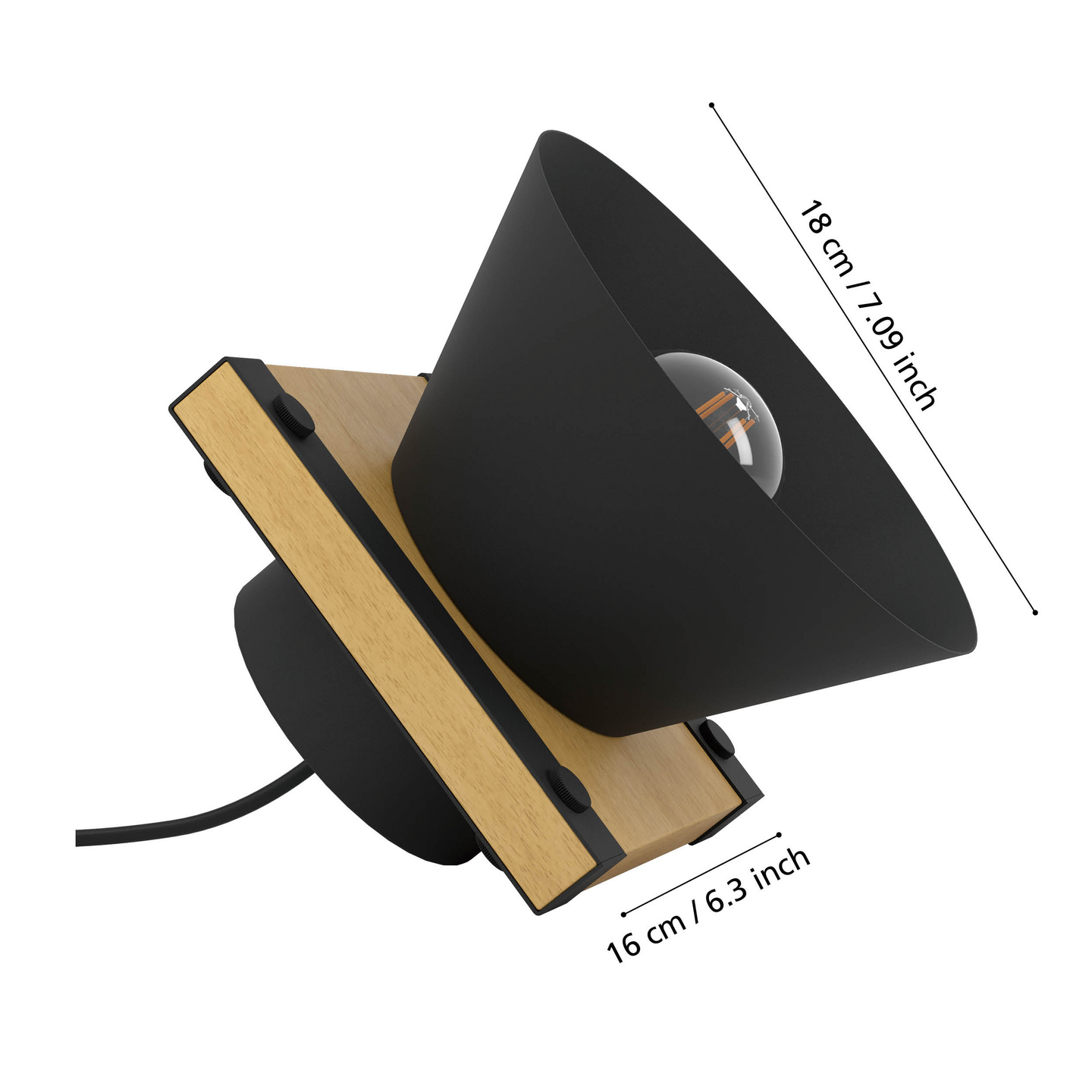 Pöytävalaisin EGLO Maccles E27 15W puu/musta