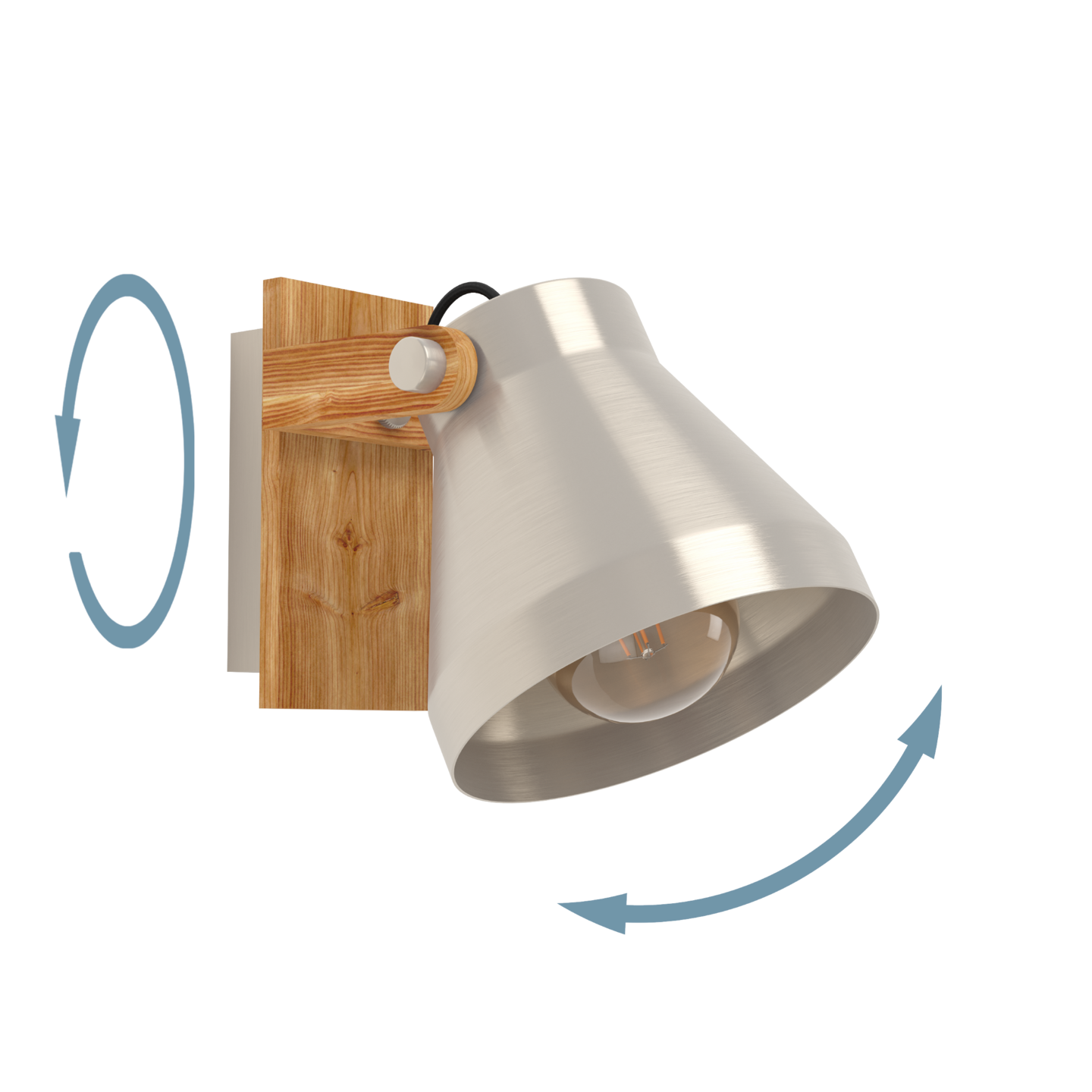 Seinävalaisin EGLO Cawton E27 40W puu/teräs