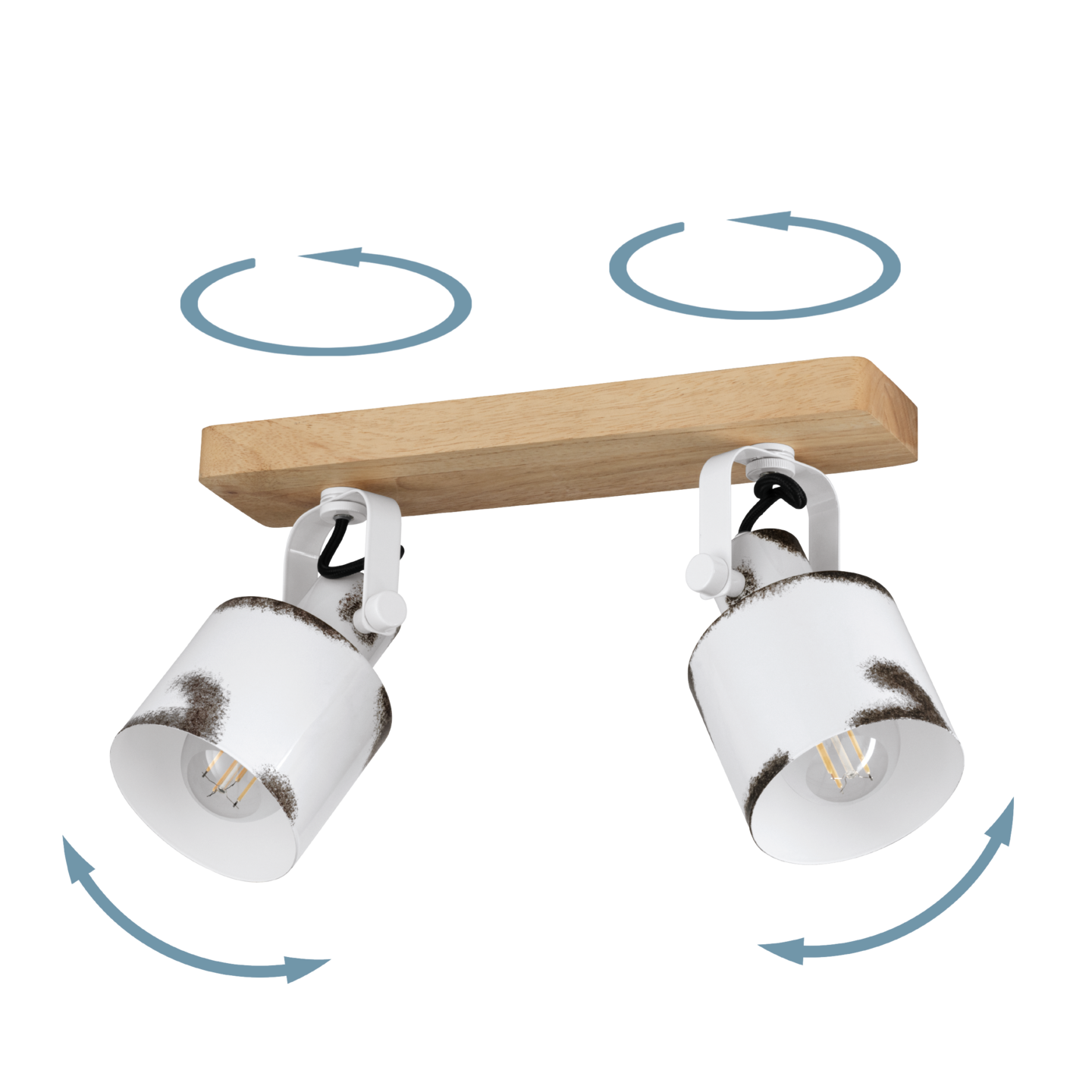 Kattovalaisin EGLO Kilburn 2-os 2xE27 40W puu/valkoinen/teräs