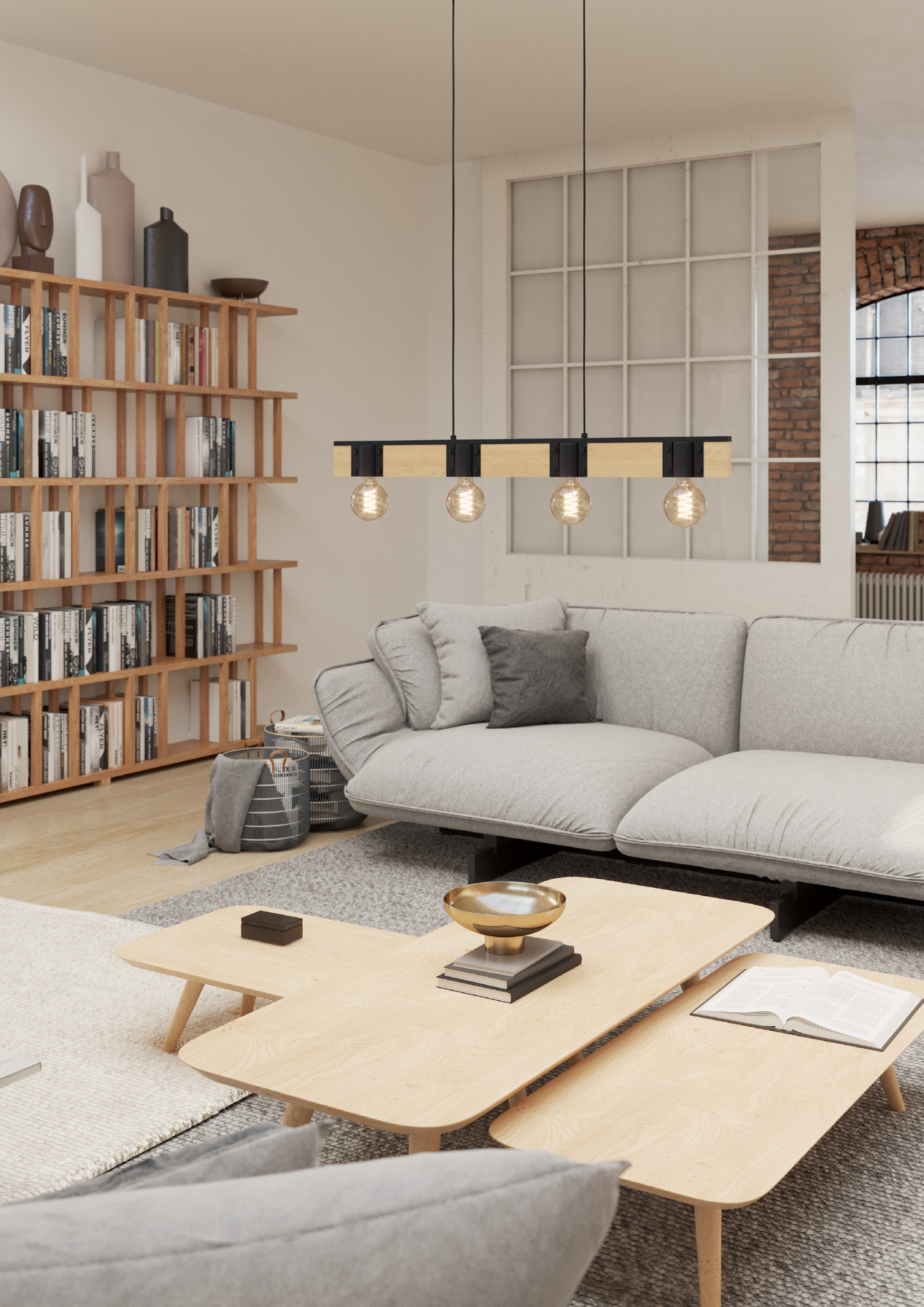 Riippuvalaisin EGLO Bailrigg 4xE27 40W puu/musta