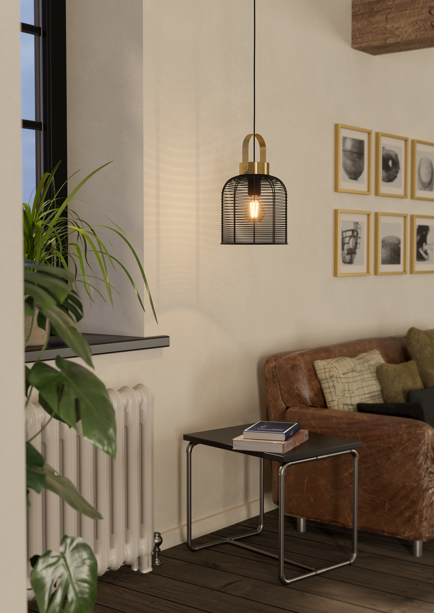 Riippuvalaisin EGLO Roundham 22cm E27 40W musta/messinki