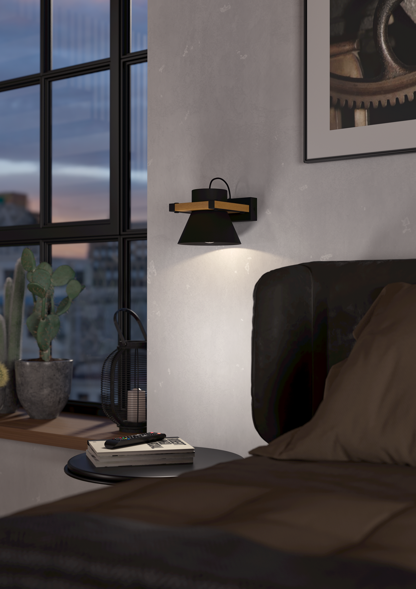 Seinävalaisin EGLO Maccles E27 15W puu/musta