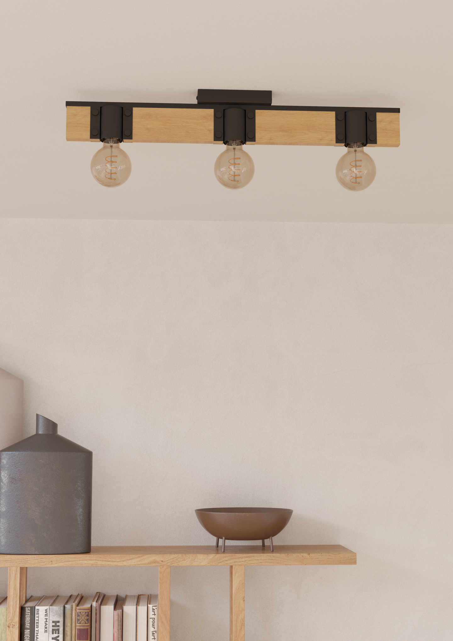 Kattovalaisin EGLO Bailrigg 3xE27 40W puu/musta