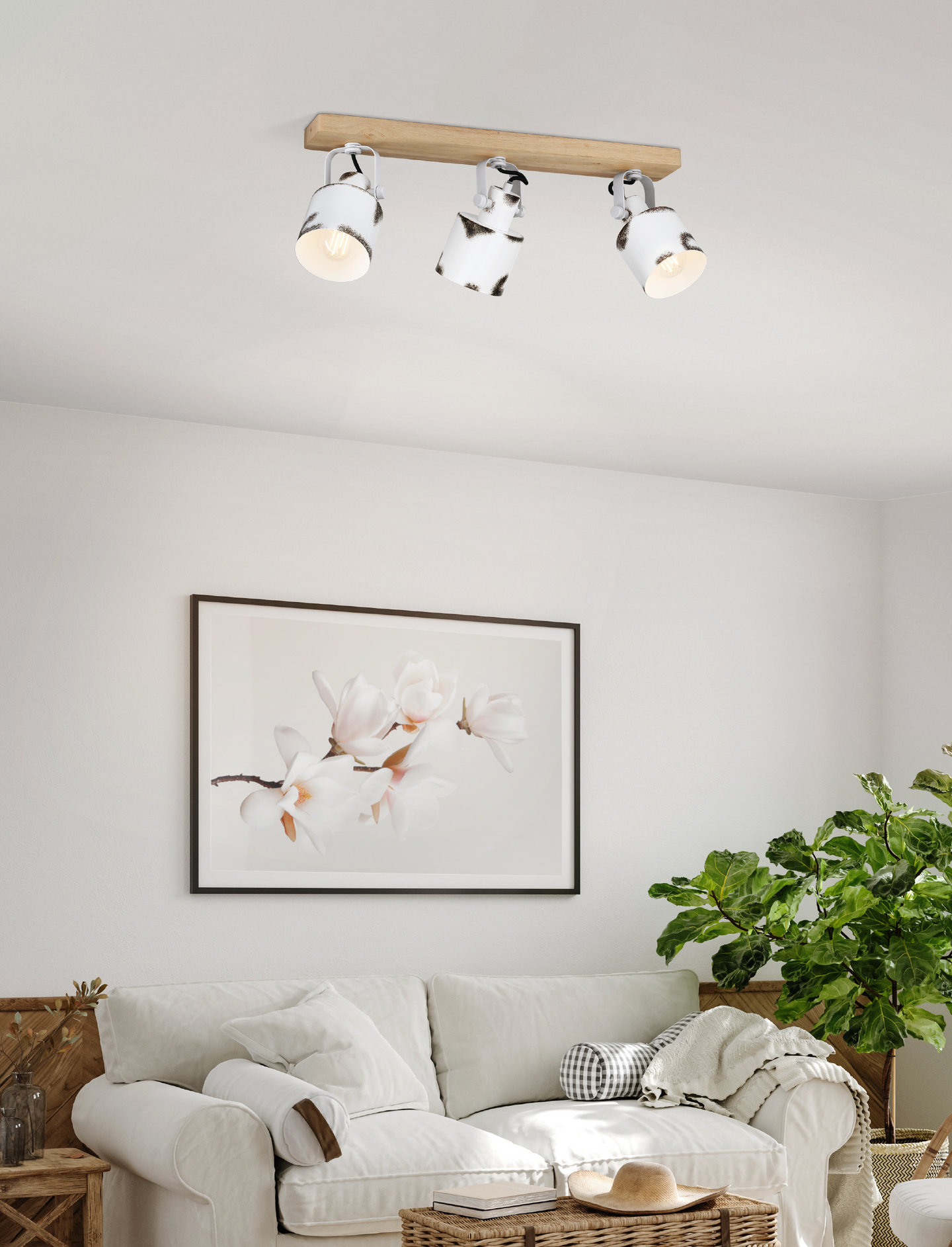 Kattovalaisin EGLO Kilburn 3-os 3xE27 40W puu/valkoinen/teräs