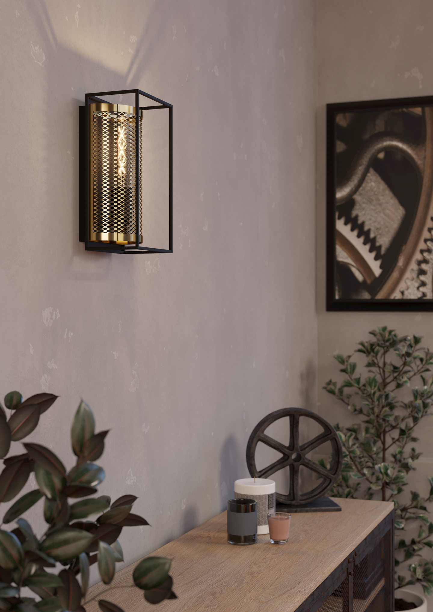 Seinävalaisin EGLO nohales E27 40W messinki/musta