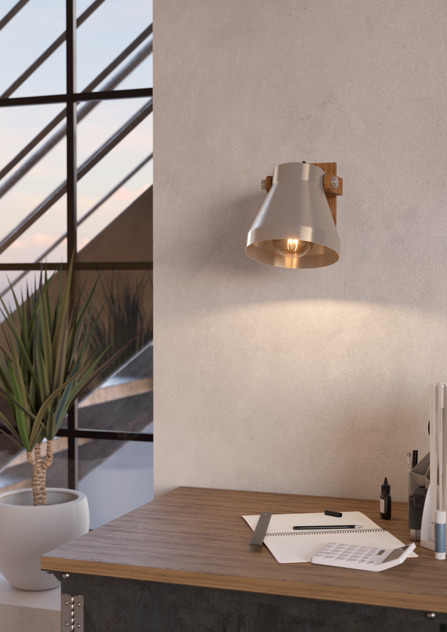 Seinävalaisin EGLO Cawton E27 40W puu/teräs