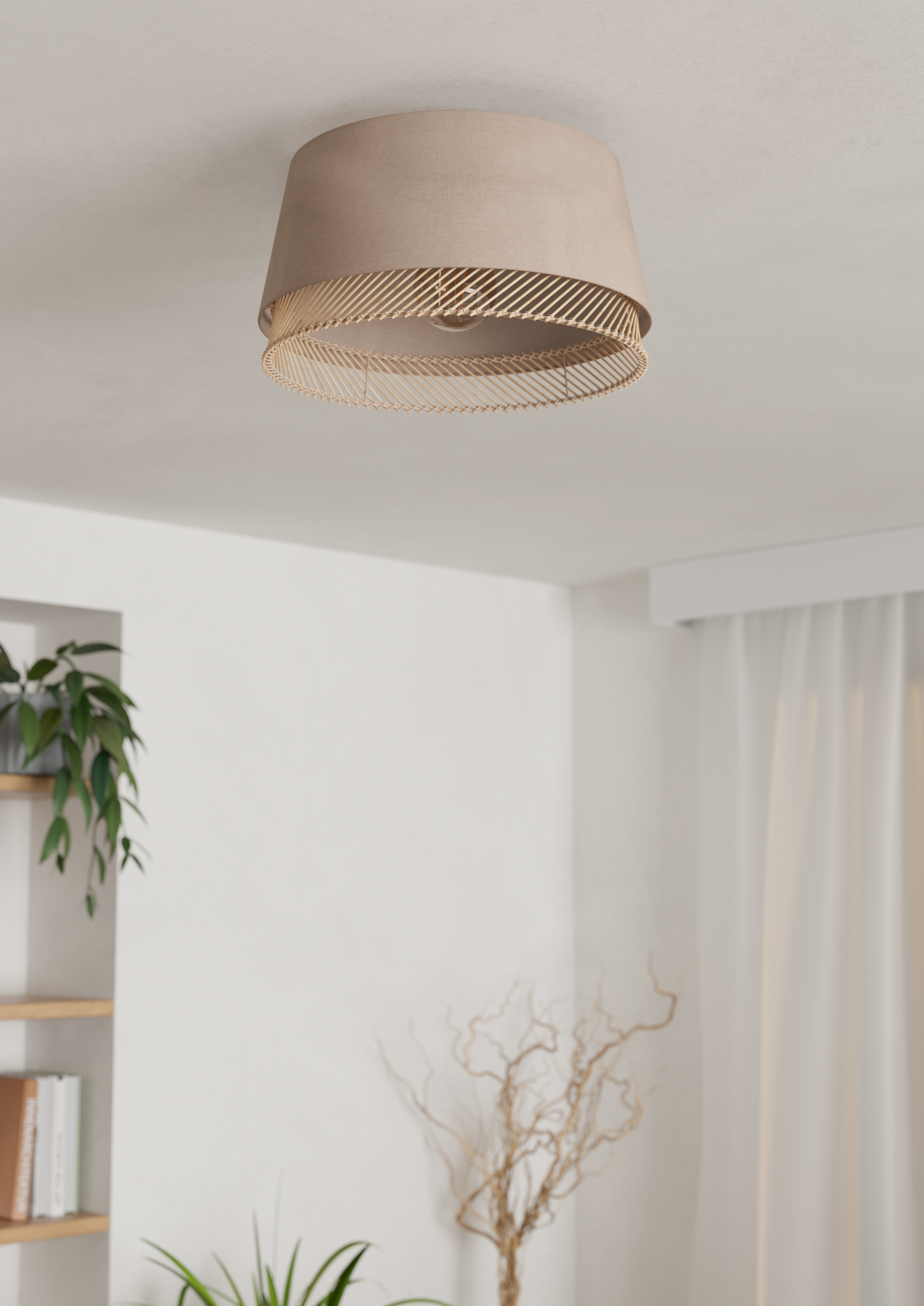 Kattovalaisin EGLO Tabley E27 40W pellava/puu/musta