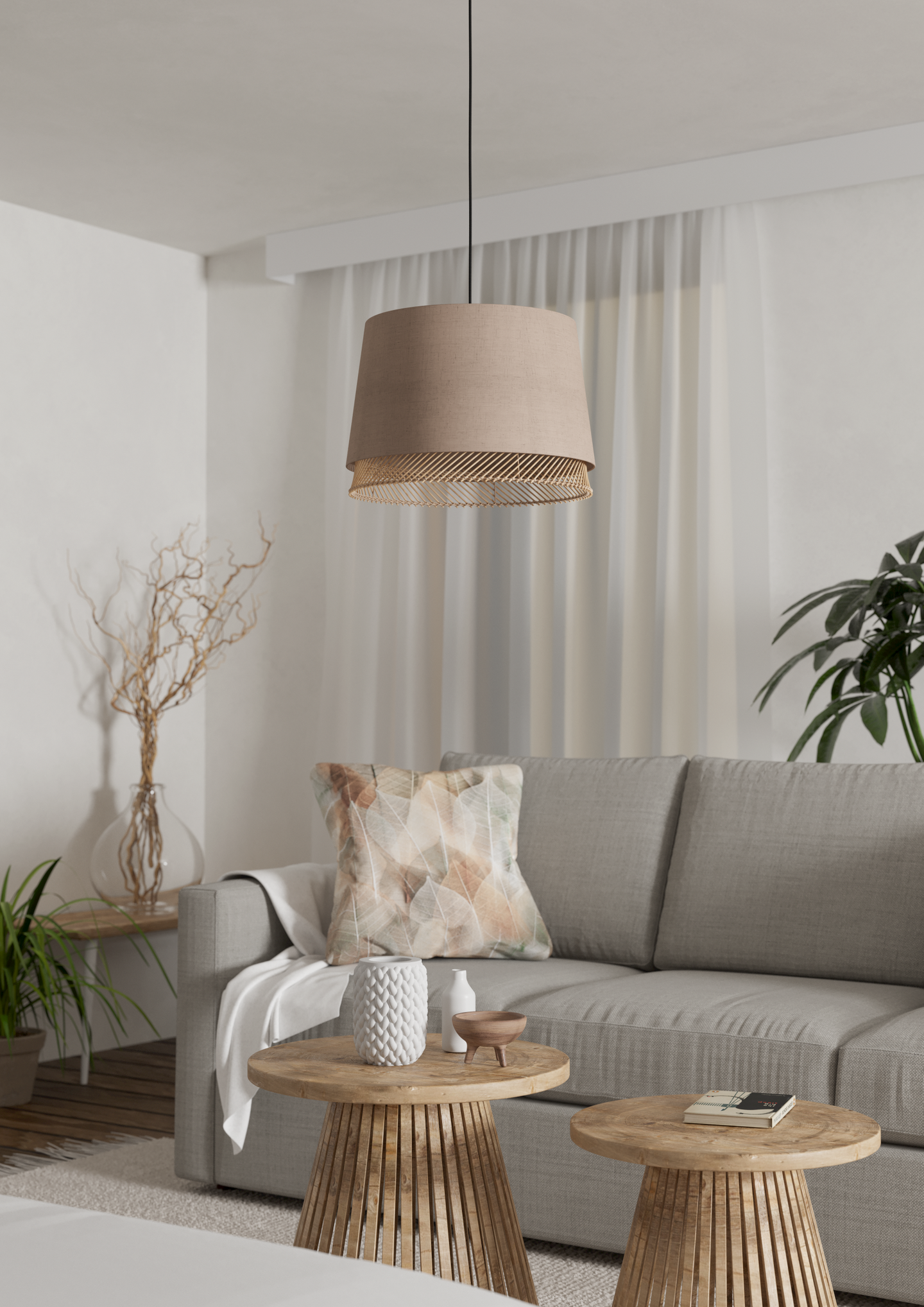 Riippuvalaisin EGLO Tabley E27 40W pellava/puu/musta