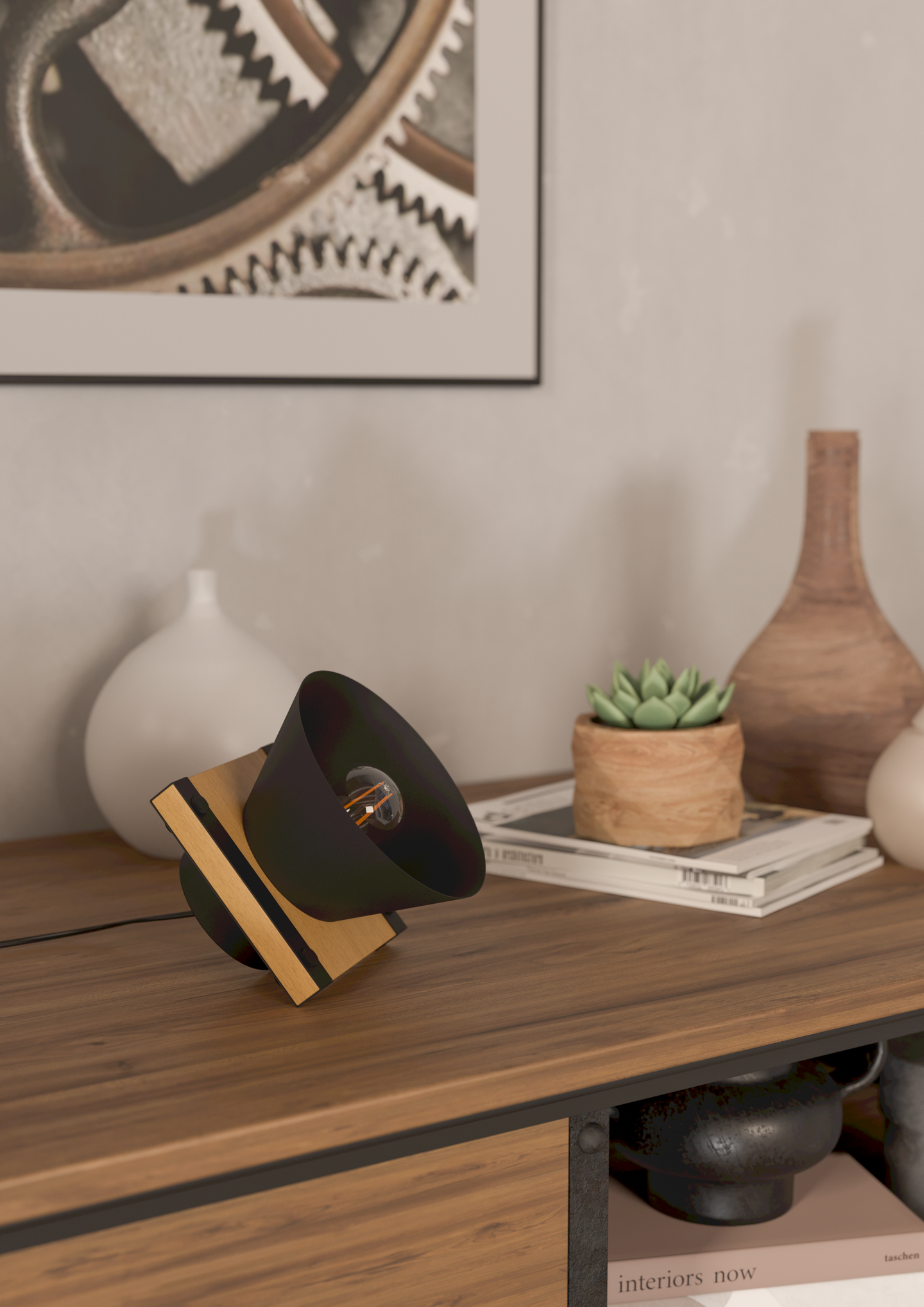 Pöytävalaisin EGLO Maccles E27 15W puu/musta