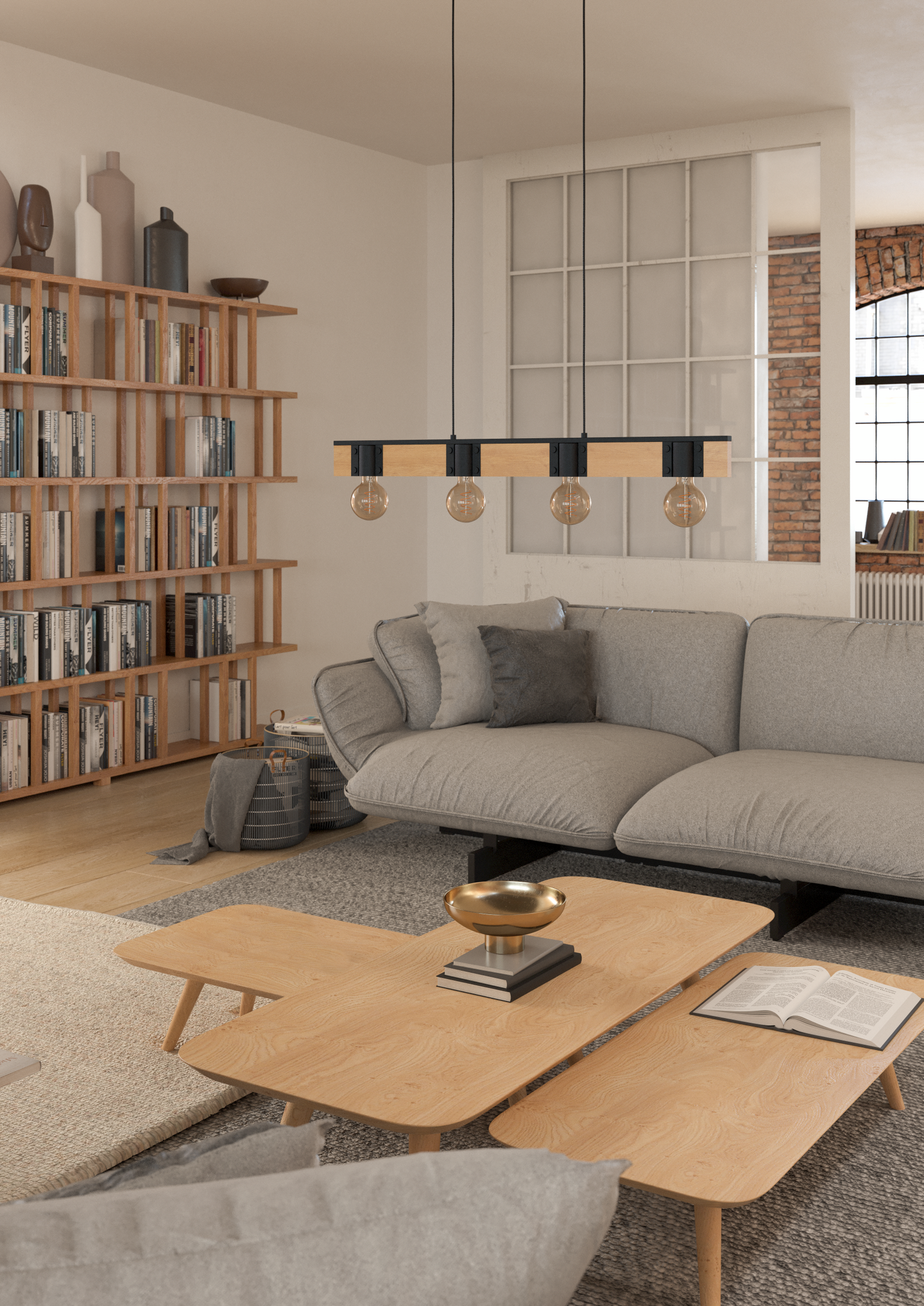 Riippuvalaisin EGLO Bailrigg 4xE27 40W puu/musta