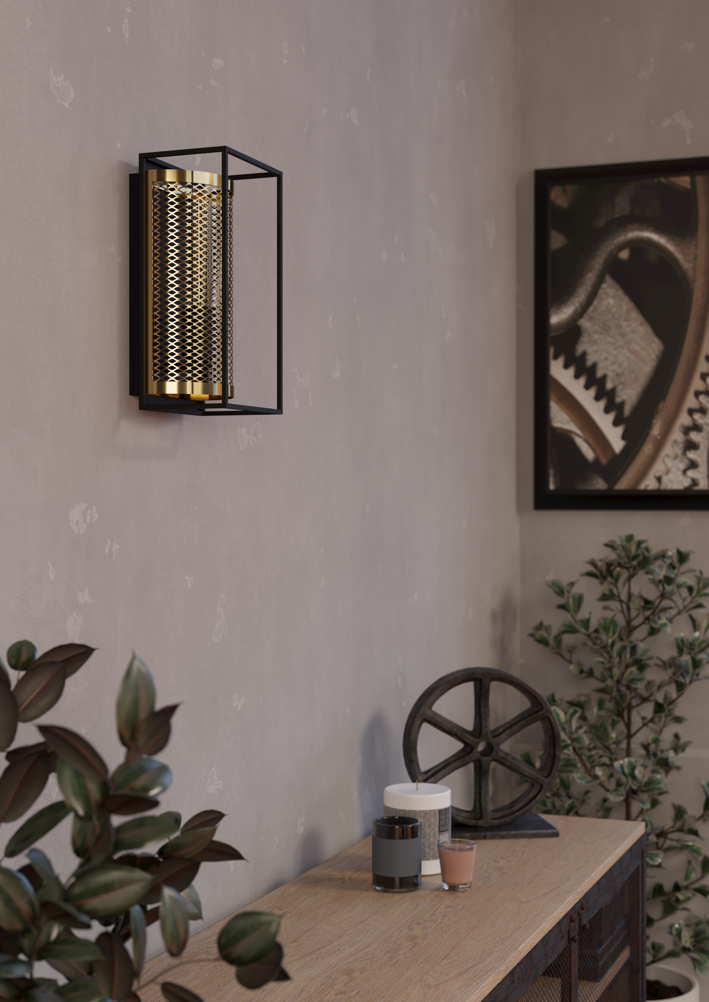 Seinävalaisin EGLO nohales E27 40W messinki/musta