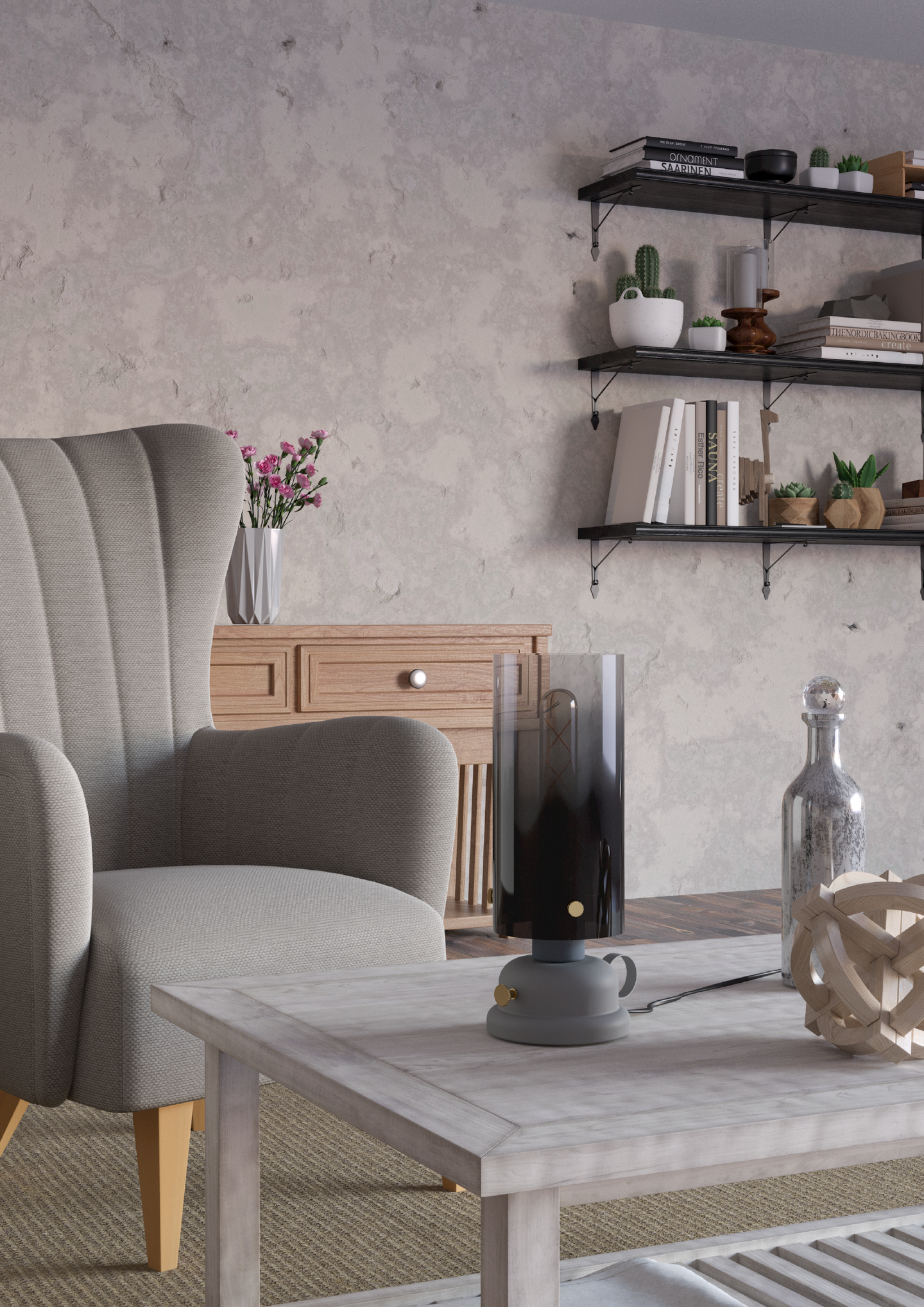 Pöytävalaisin EGLO Gargrave E27 40W harmaa/messinki