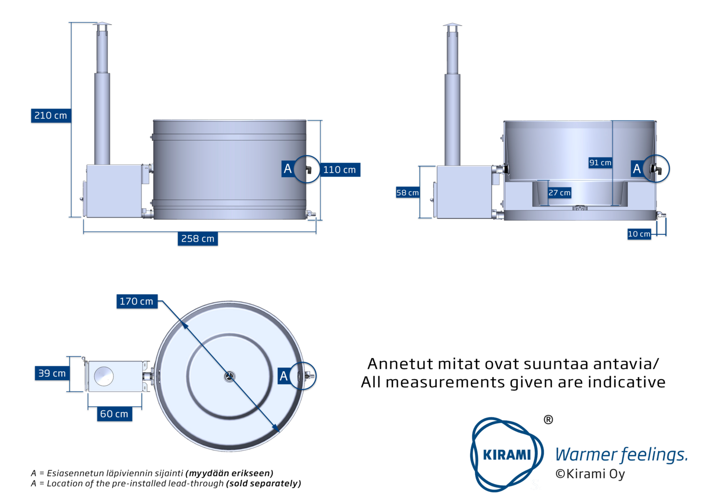 Kylpytynnyri Kirami Breezy M CULT-si ST hiilenmusta/sininen