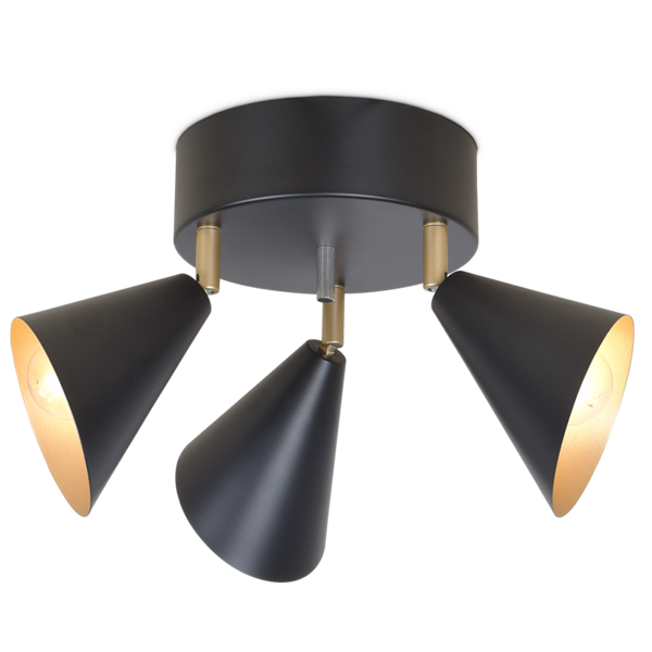 Kattospotti Sessak Lux 3-osainen E14 musta