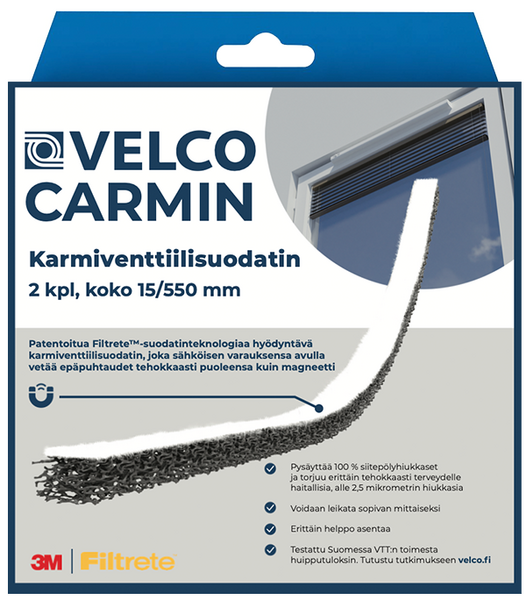 Karmiventtiilisuodatin Velco Carmin 15x550mm 2kpl