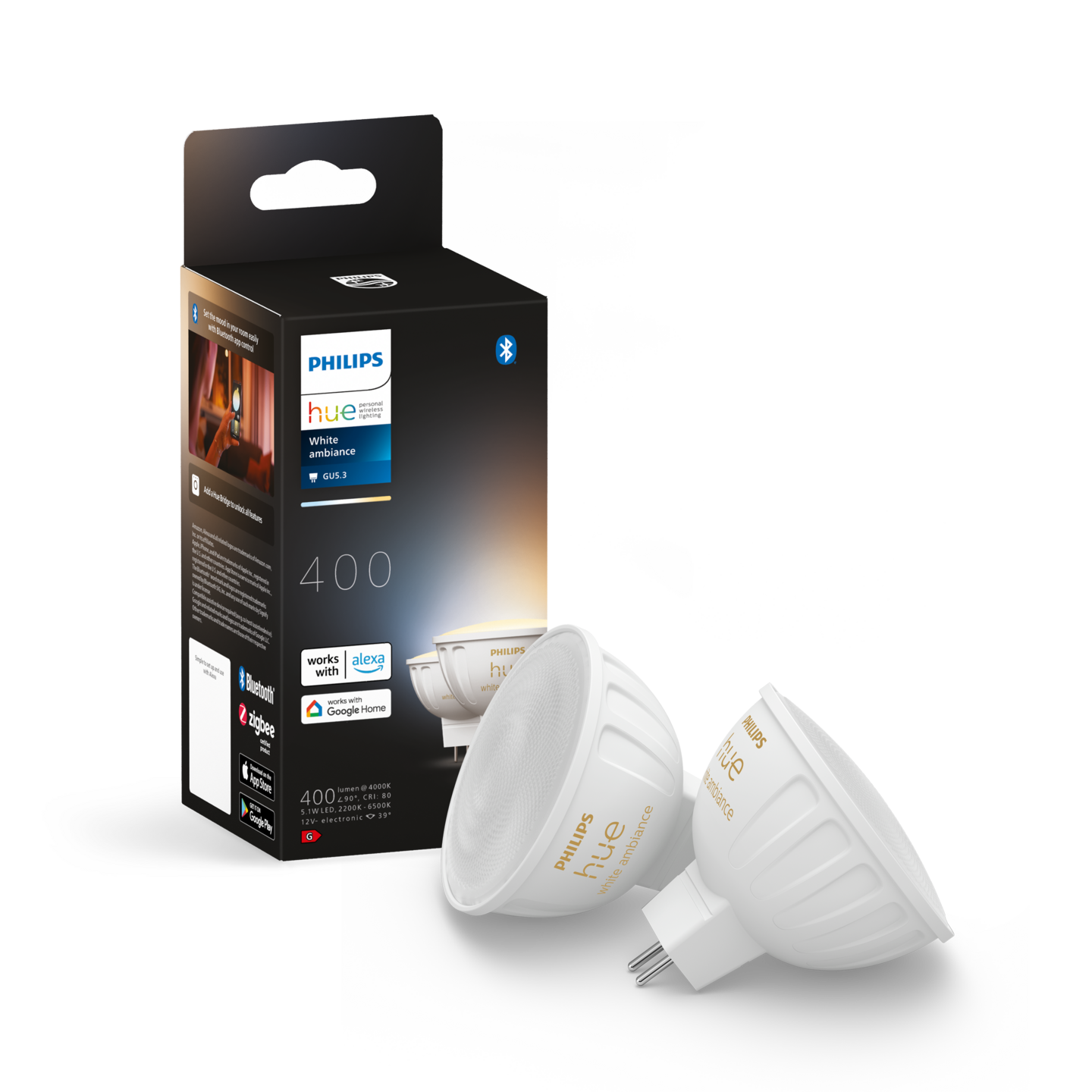 Led-kohdelamppu Philips Hue GU5.3 400lm valkoinen huurrettu muovi 2kpl