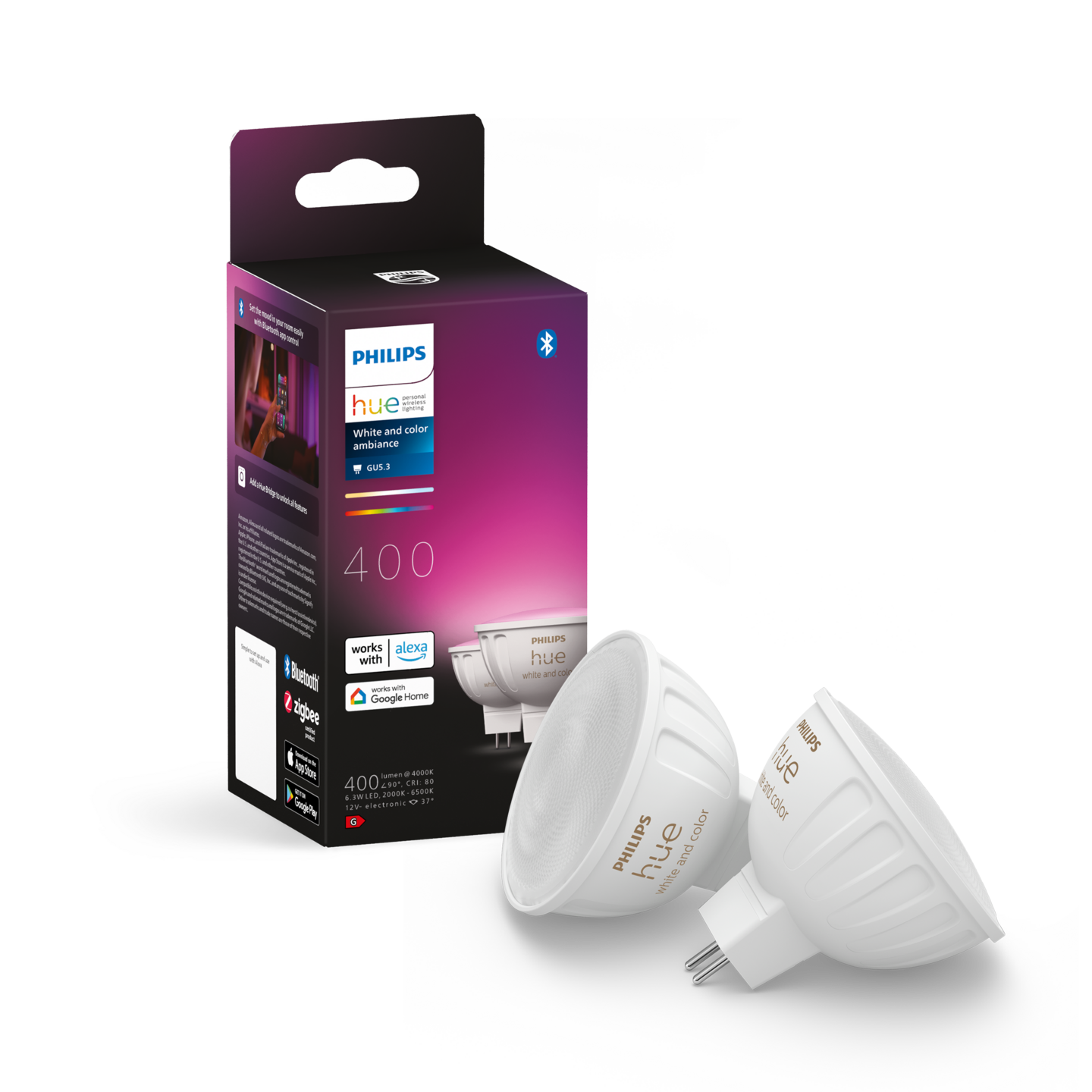 Led-kohdelamppu Philips Hue GU5.3 400lm valkoinen huurrettu muovi 2kpl