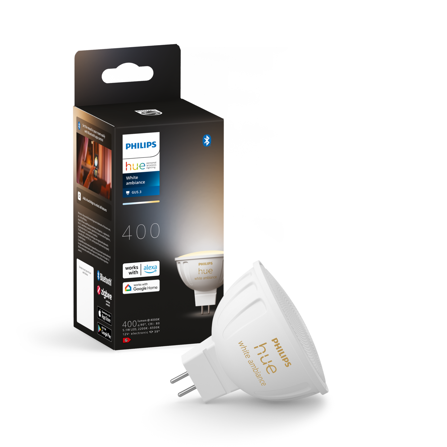 Led-kohdelamppu Philips Hue GU5.3 400lm valkoinen huurrettu muovi