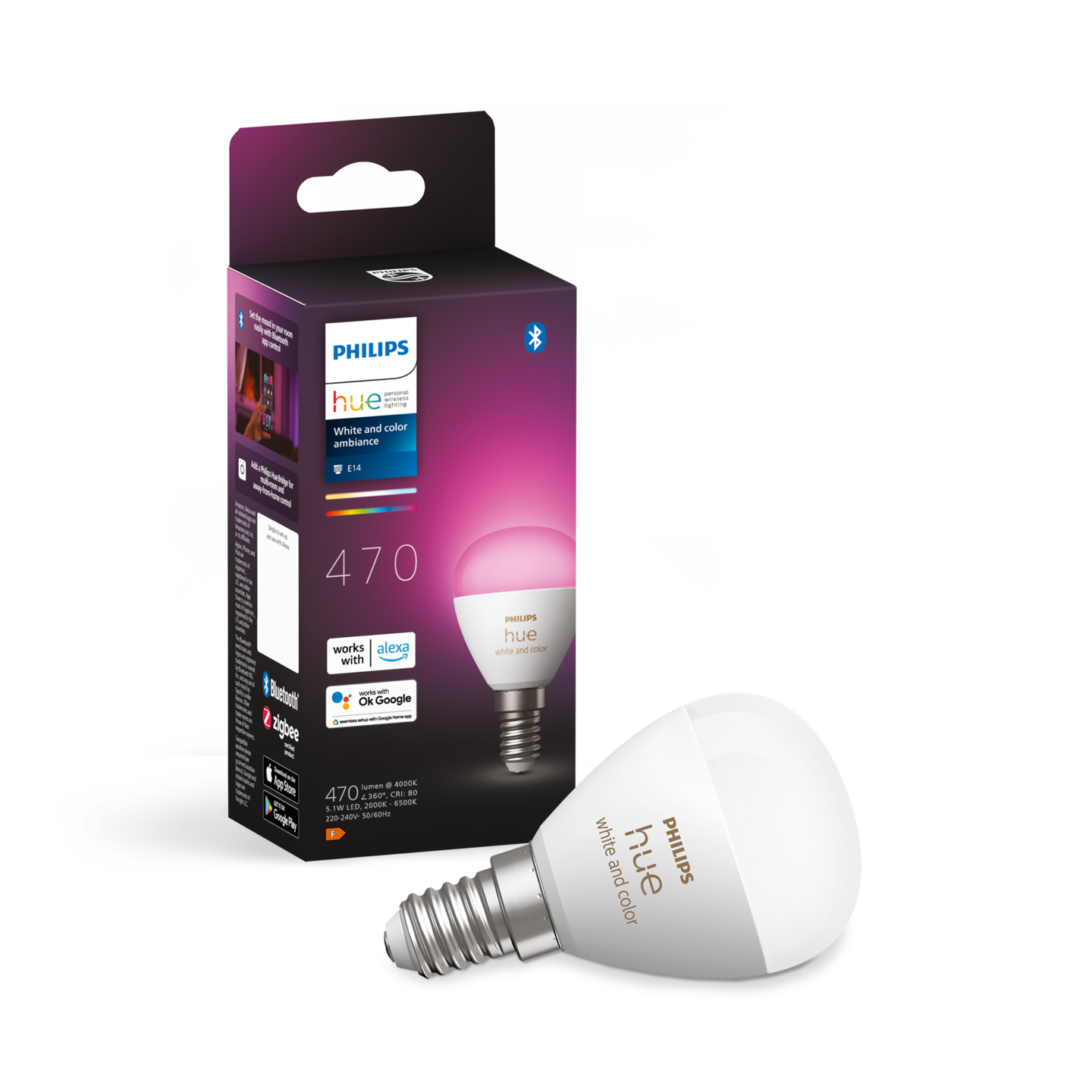 Led-pienkupulamppu Philips Hue E14 470lm valkoinen/huurrettu muovi