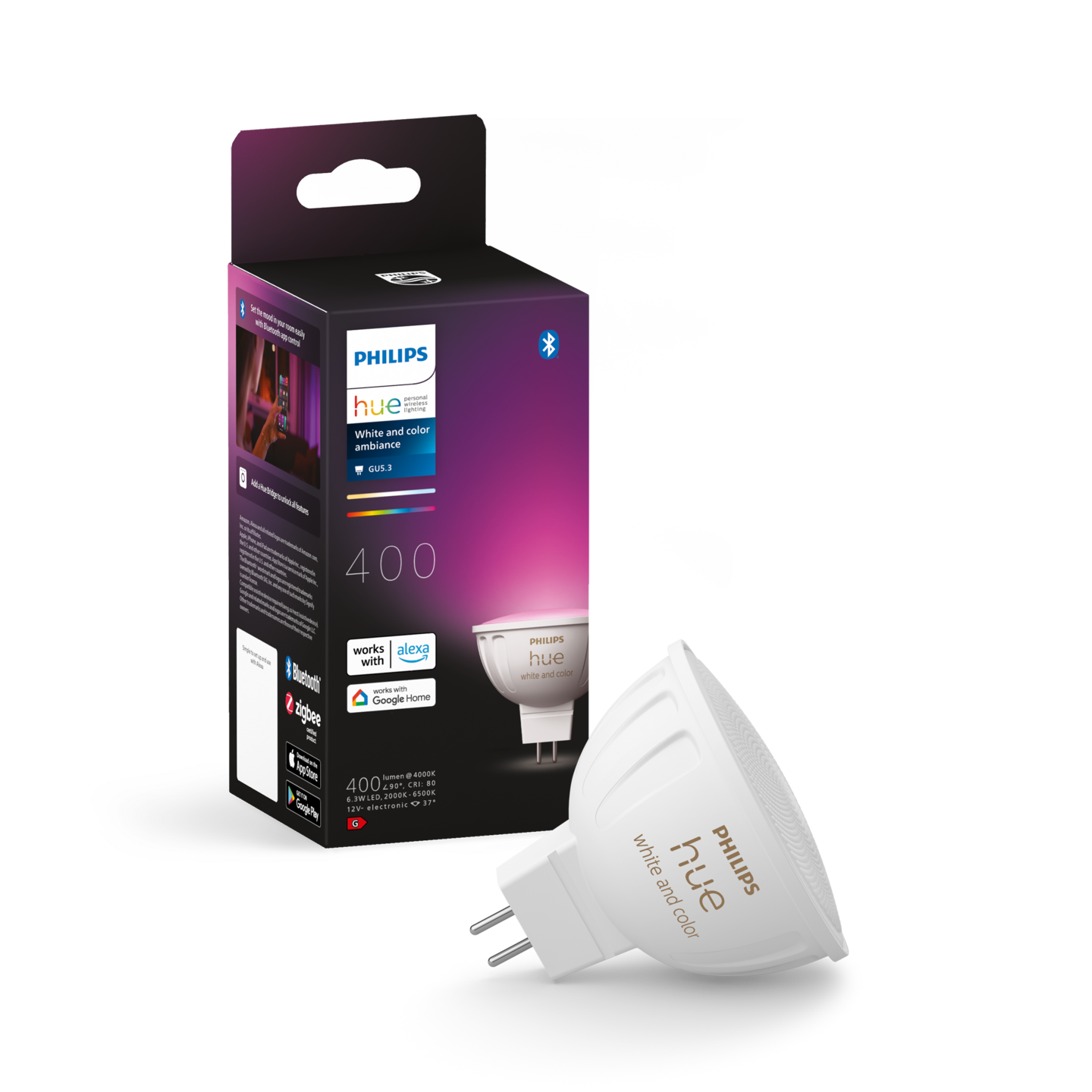 Led-kohdelamppu Philips Hue GU5.3 400lm valkoinen huurrettu muovi