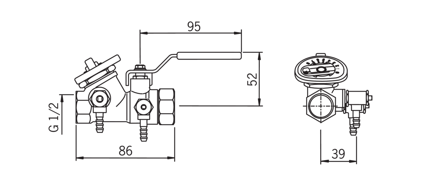 Linjasäätöventtiili Oras 410215 1/2