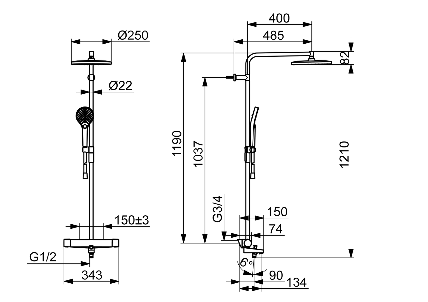 Sadesuihku Oras 7193N Optima Style juoksuputki