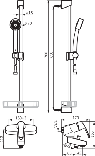 Amme- ja suihkuhana + suihkusetti Oras 1067 Safira + Apollo 520-11