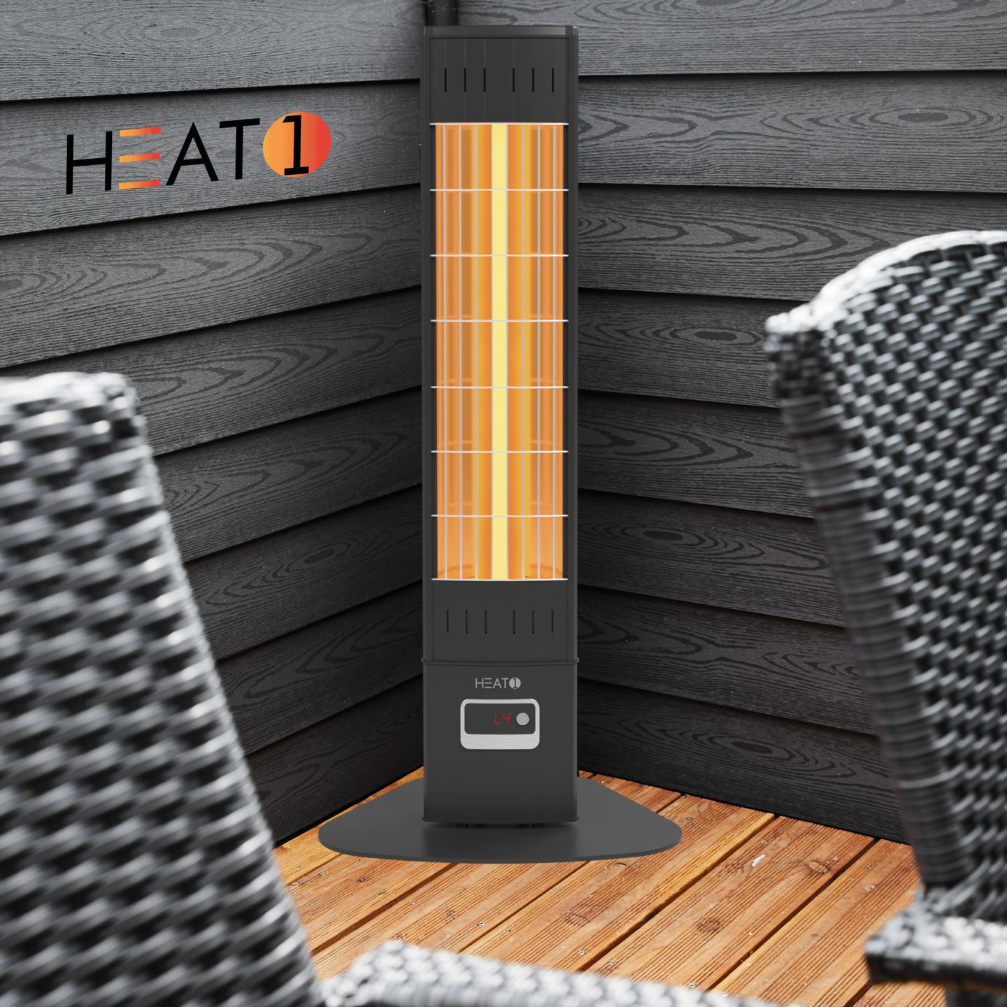 Terassilämmitin ECO pro-line 2300W kaukosäätimellä, musta HEAT1