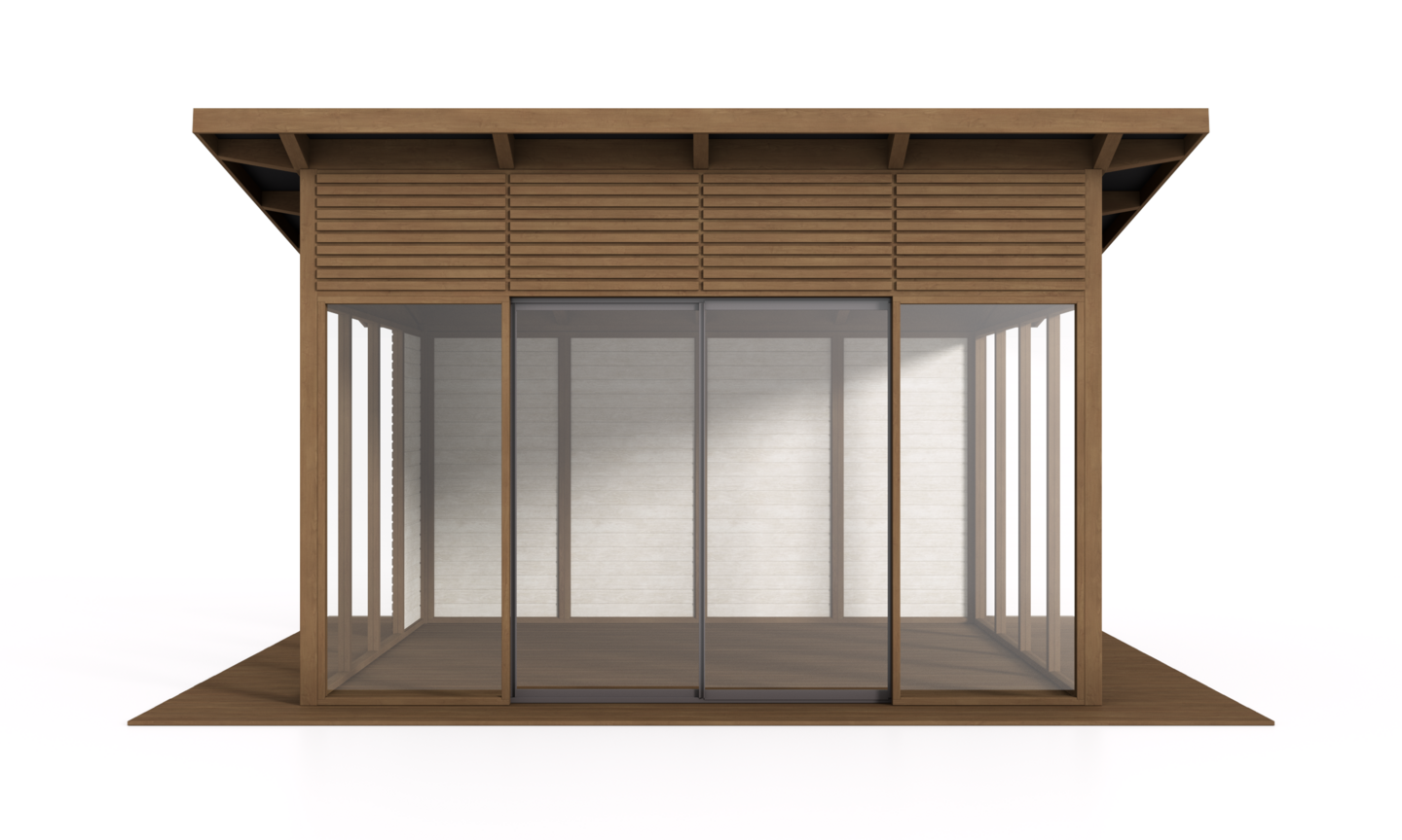 Lasipaviljonki Tammiston Puu 4x4m pulpettikatolla