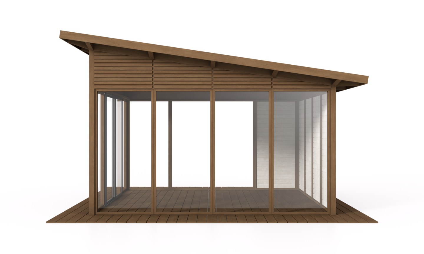 Lasipaviljonki Tammiston Puu 4x4m pulpettikatolla