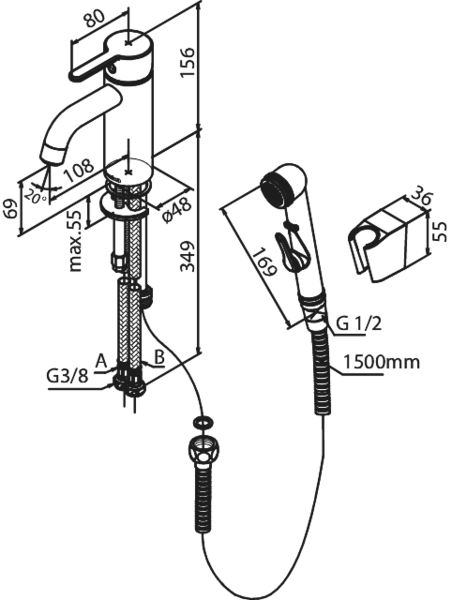 Pesuallashana Damixa 74030.79 Silhouet bide harjattu messinki