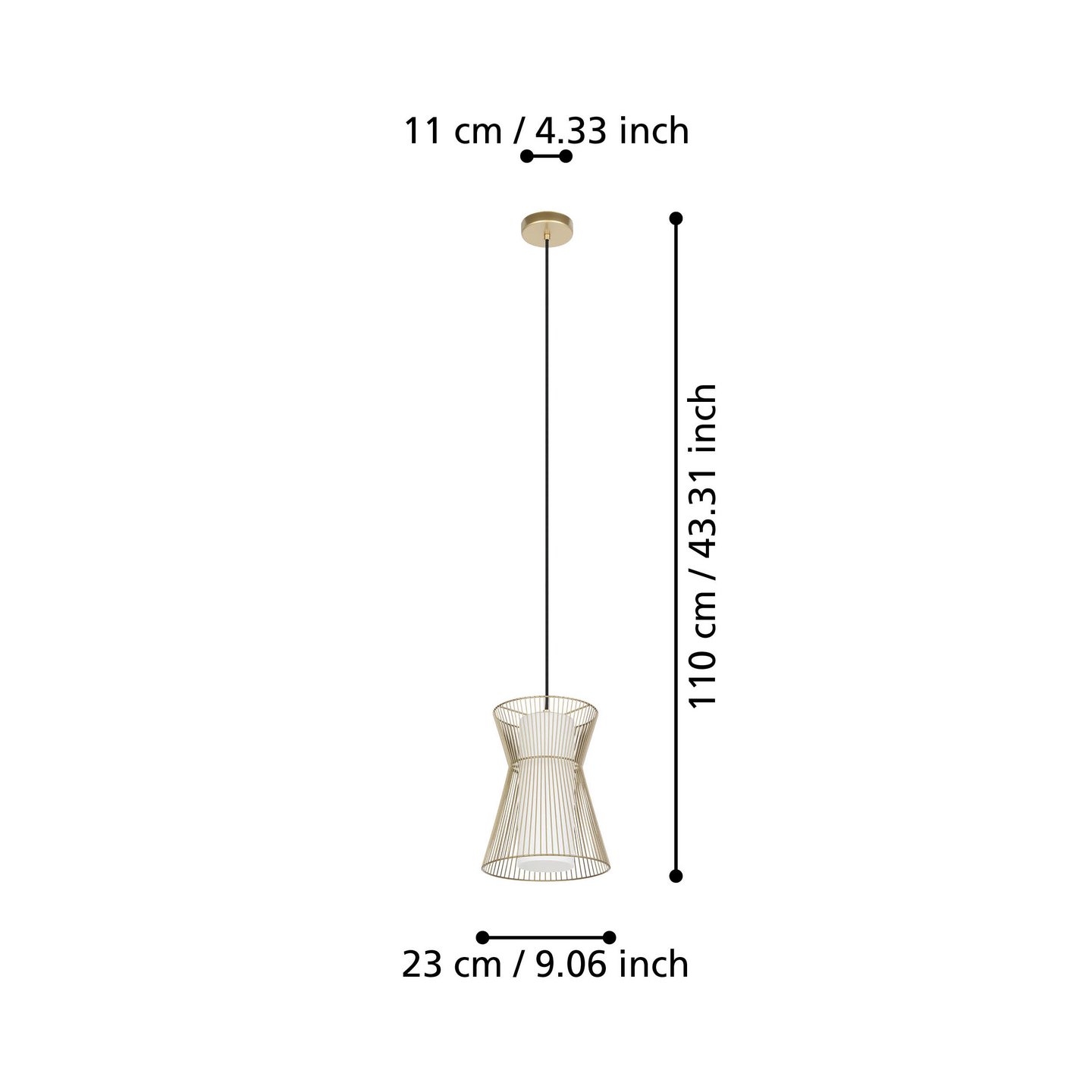 Riippuvalaisin EGLO Maseta 22,5x110cm E27 maks 40W kulta/valkoinen