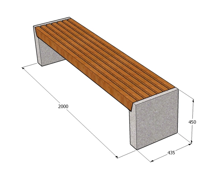 Betonipenkki Leikkiturva KB733 ilman selkänojaa 1kpl